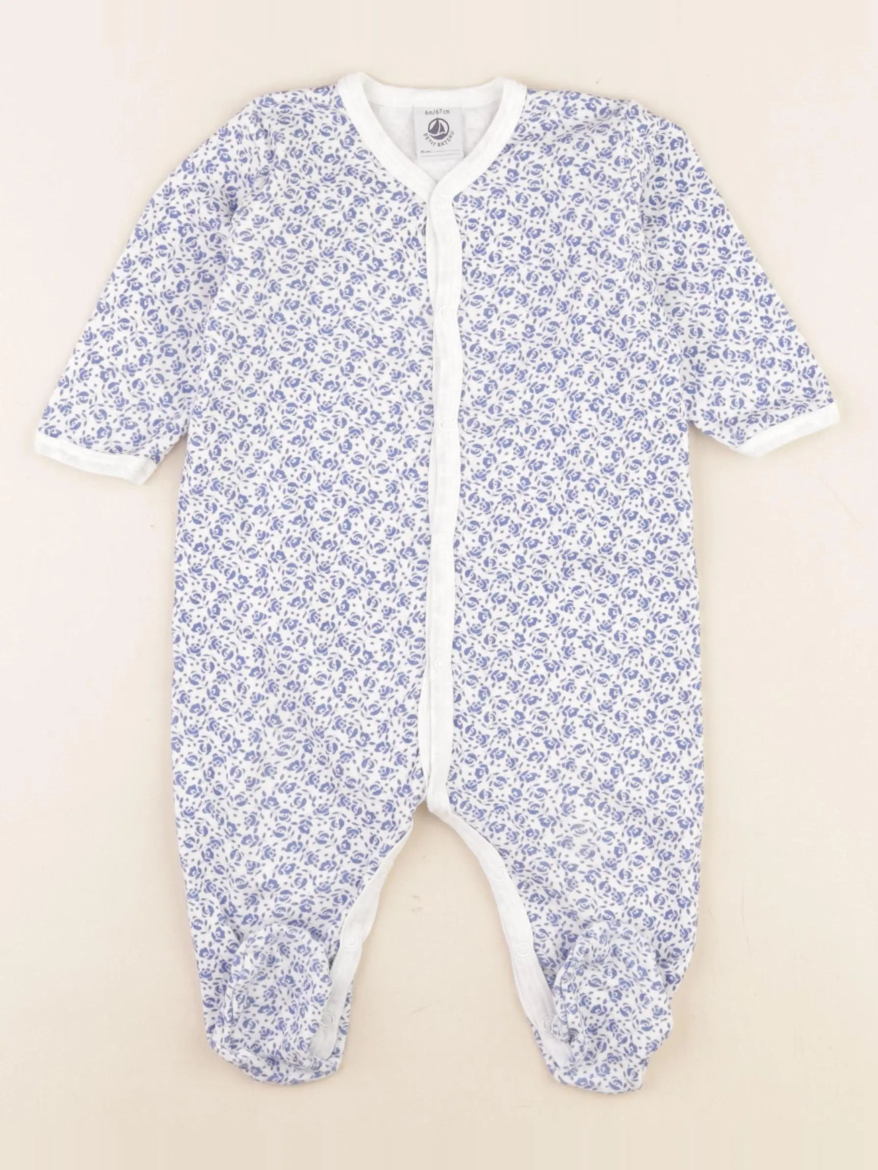 Petit Bateau - pyjama coton bleu - 6 mois