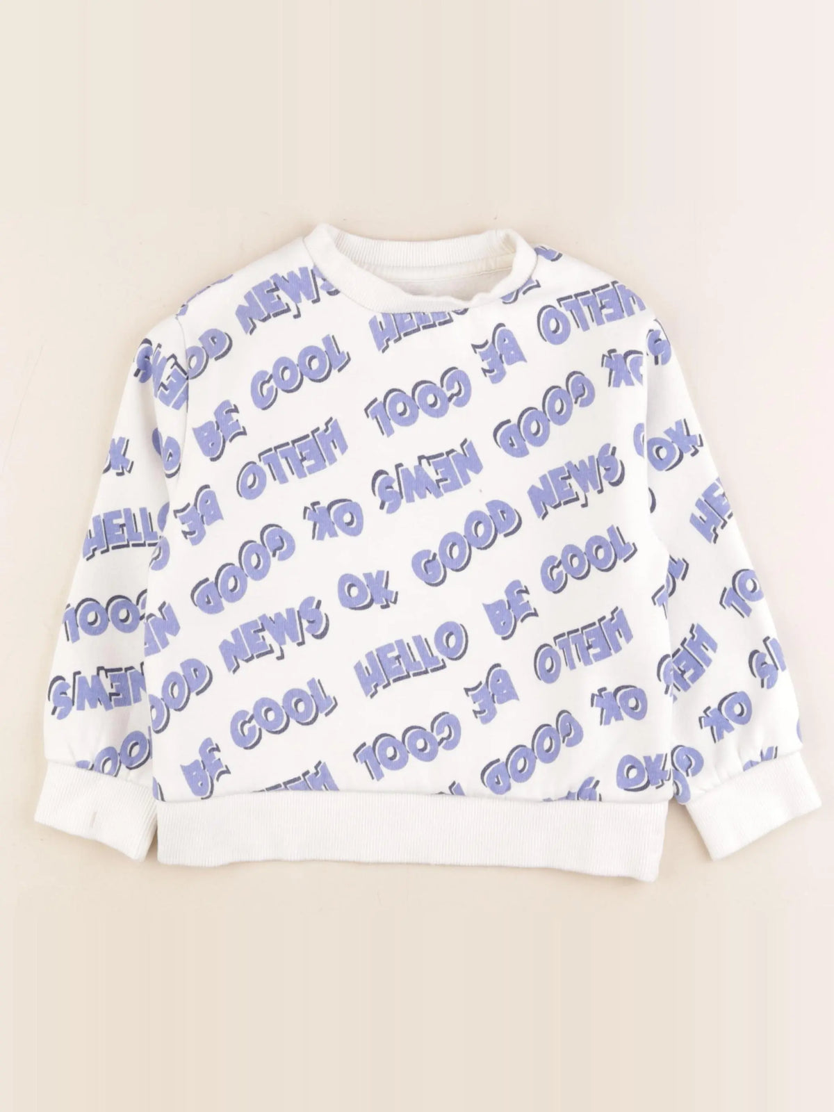 Vertbaudet - sweat blanc, bleu - 5 ans