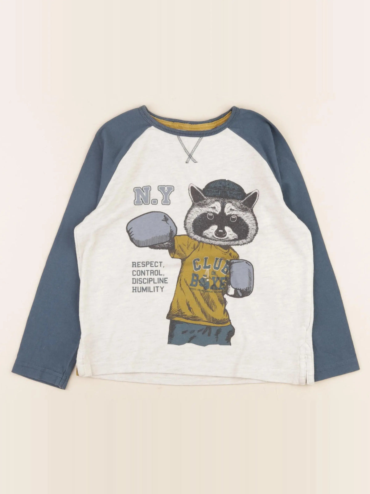 Vertbaudet - tee-shirt beige, bleu - 5 ans
