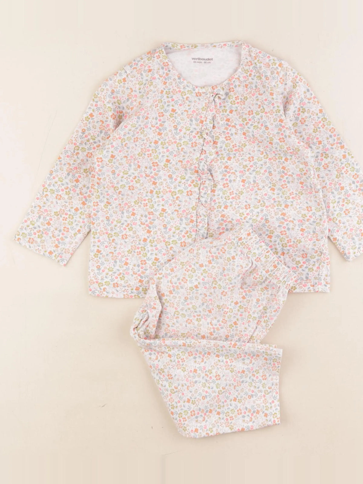 Vertbaudet - pyjama coton blanc - 24 mois