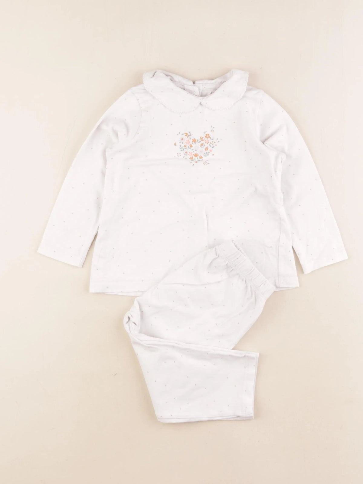 Vertbaudet - pyjama coton blanc - 24 mois