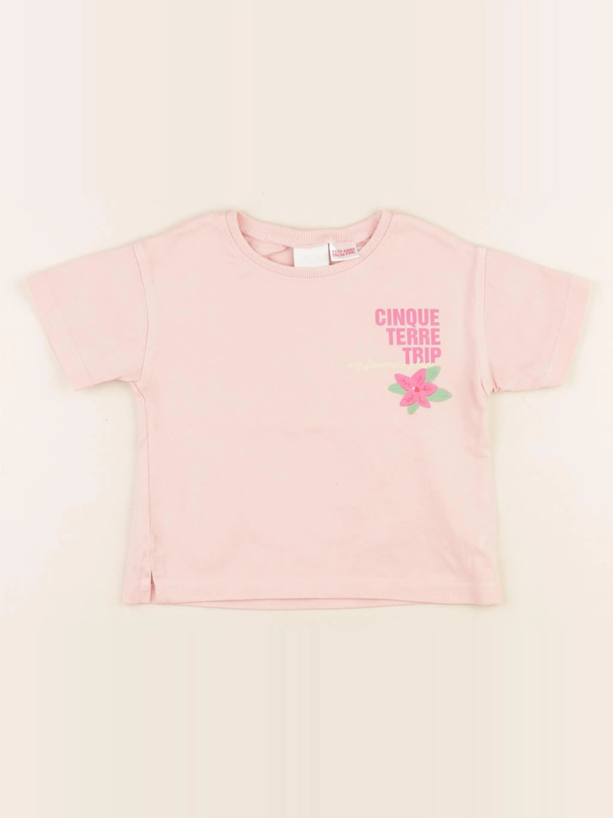 Zara - tee-shirt imprimé au dos rose - 18 mois