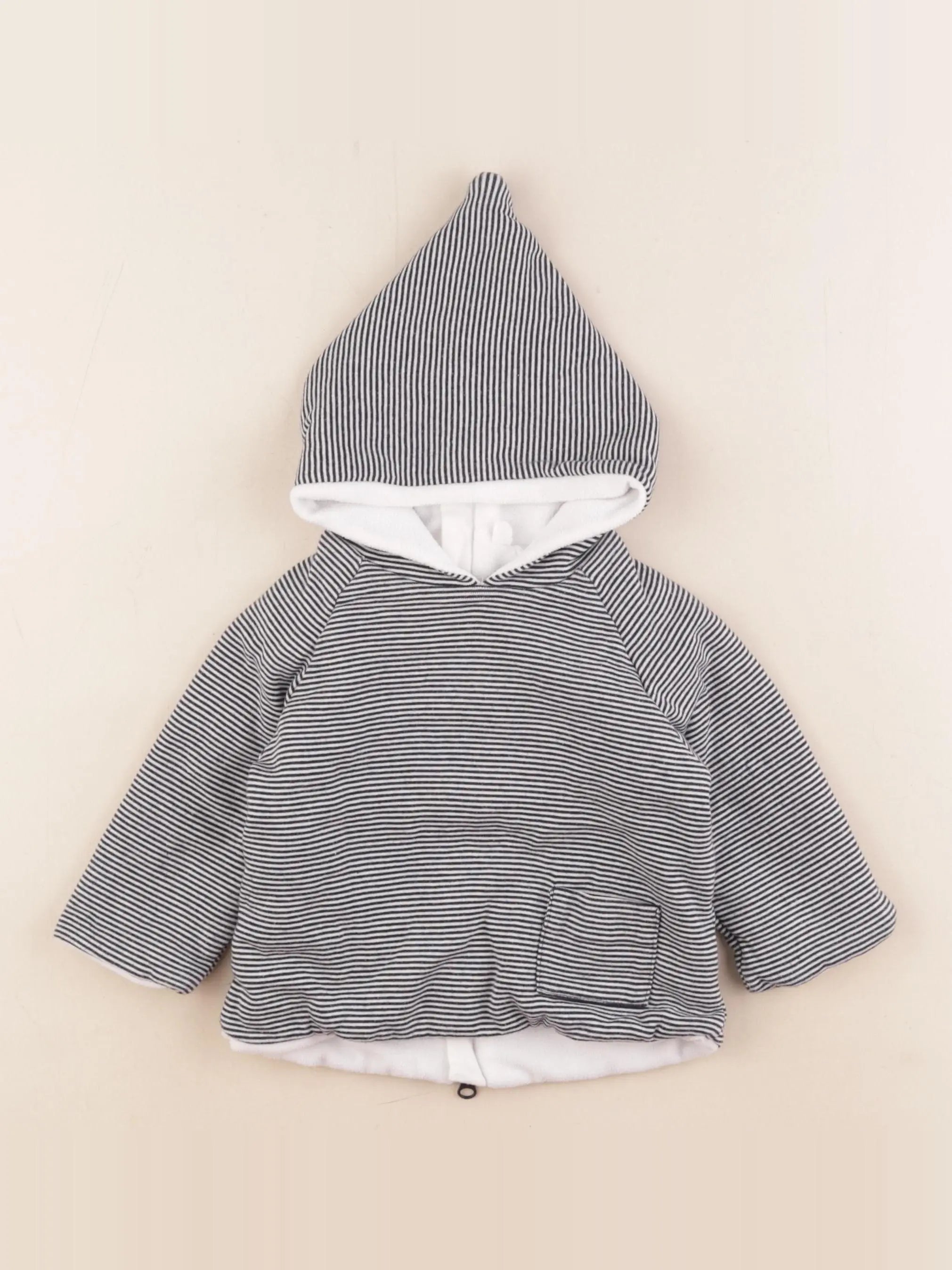 Petit Bateau - burnou blanc, bleu - 6 mois