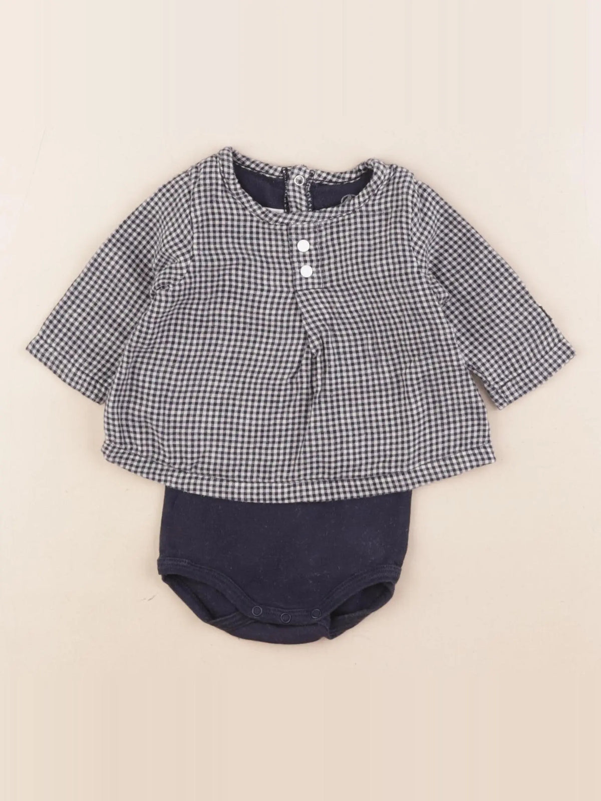 Petit Bateau - body blouse bleu - 3 mois