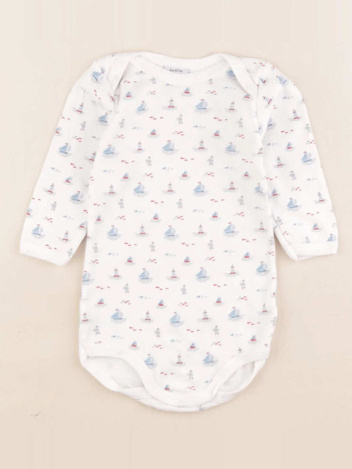 Petit Bateau - body bleu, blanc - 6 mois