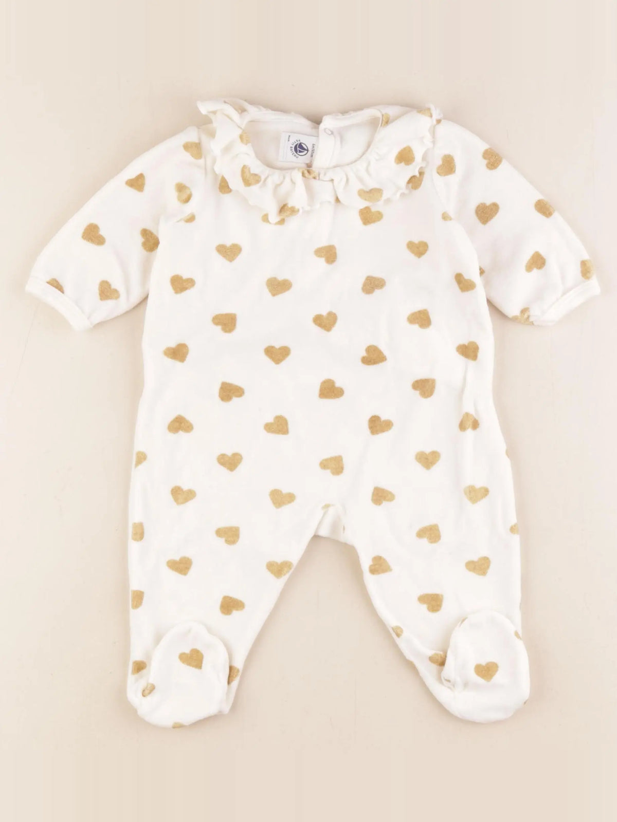 Petit Bateau - pyjama velours blanc, jaune - 6 mois