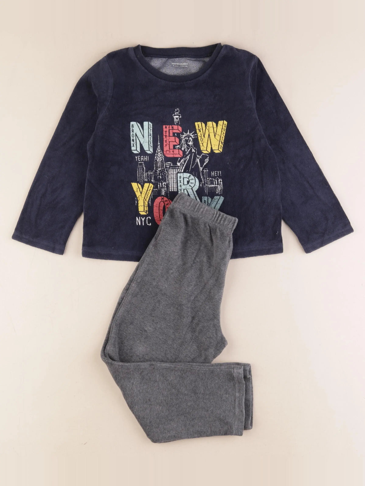 Vertbaudet - pyjama velours bleu - 4 ans