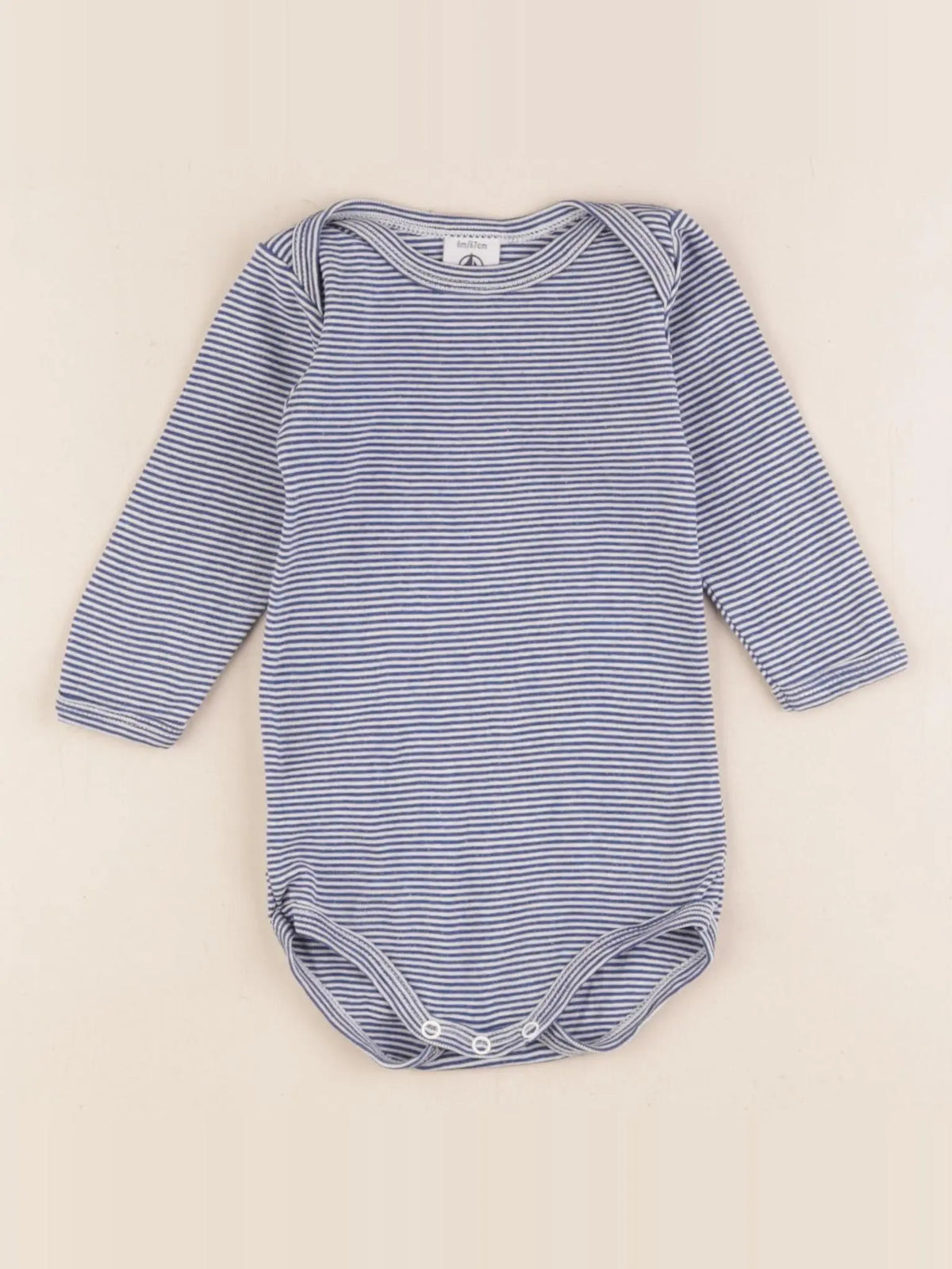 Petit Bateau - body bleu, blanc - 6 mois
