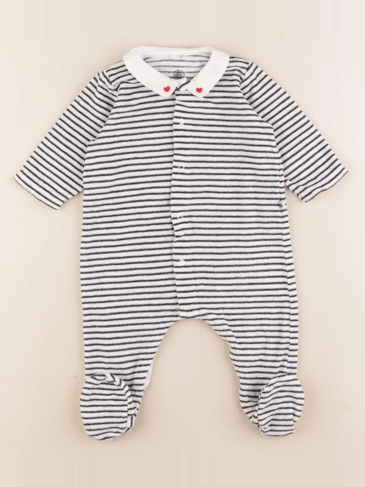 Petit Bateau - pyjama velours bleu, blanc - 6 mois