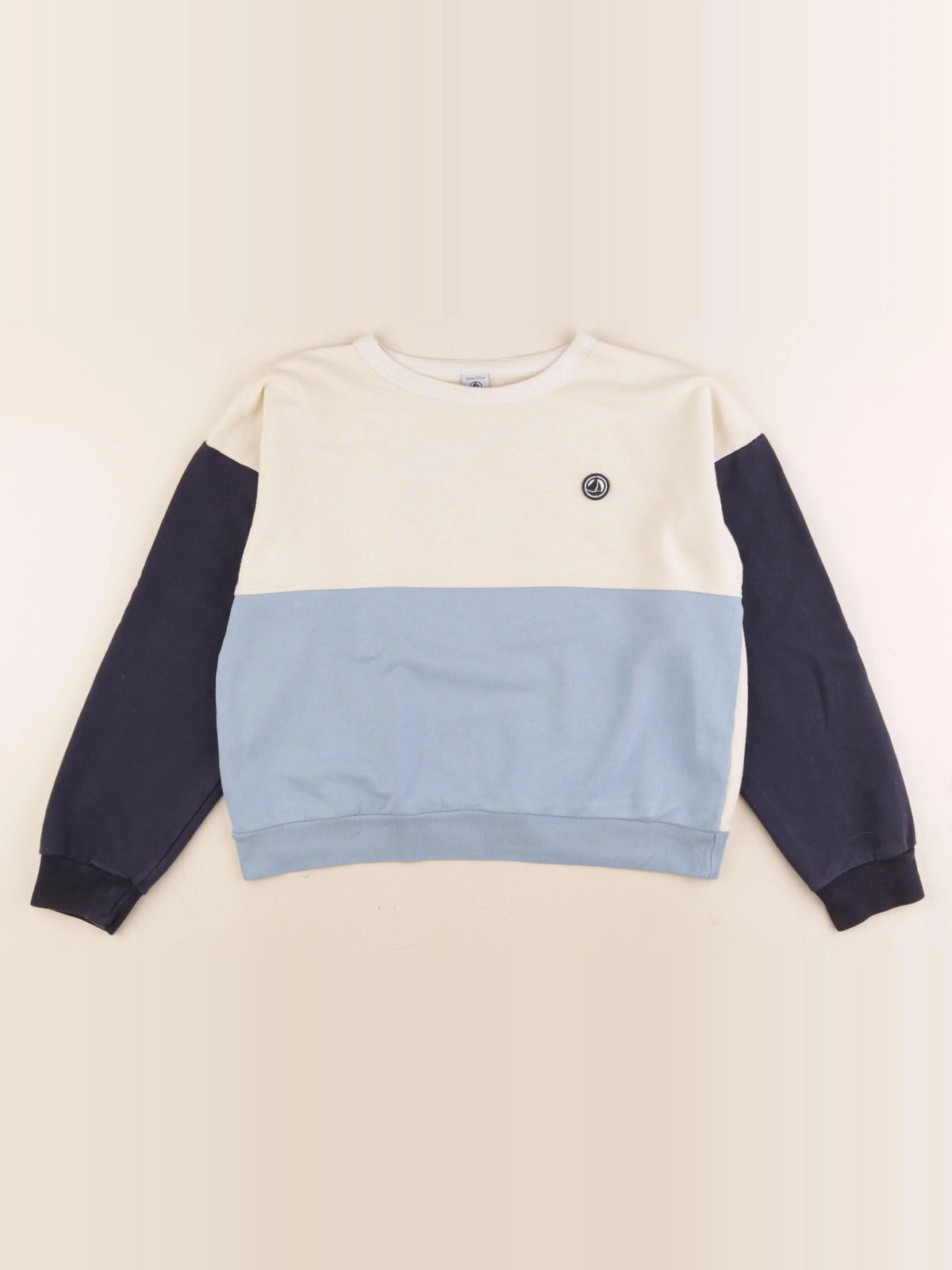 Petit Bateau - sweat bleu, beige - 12 ans