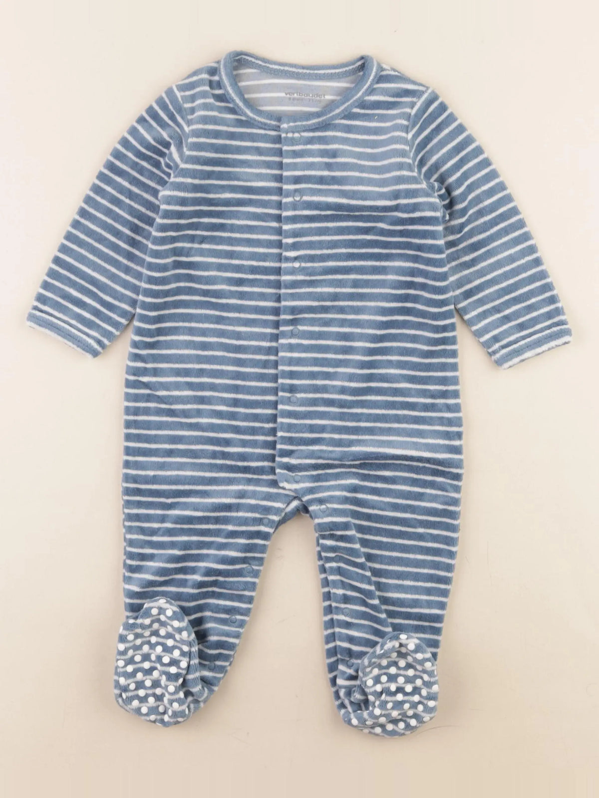 Vertbaudet - pyjama velours bleu - 9 mois