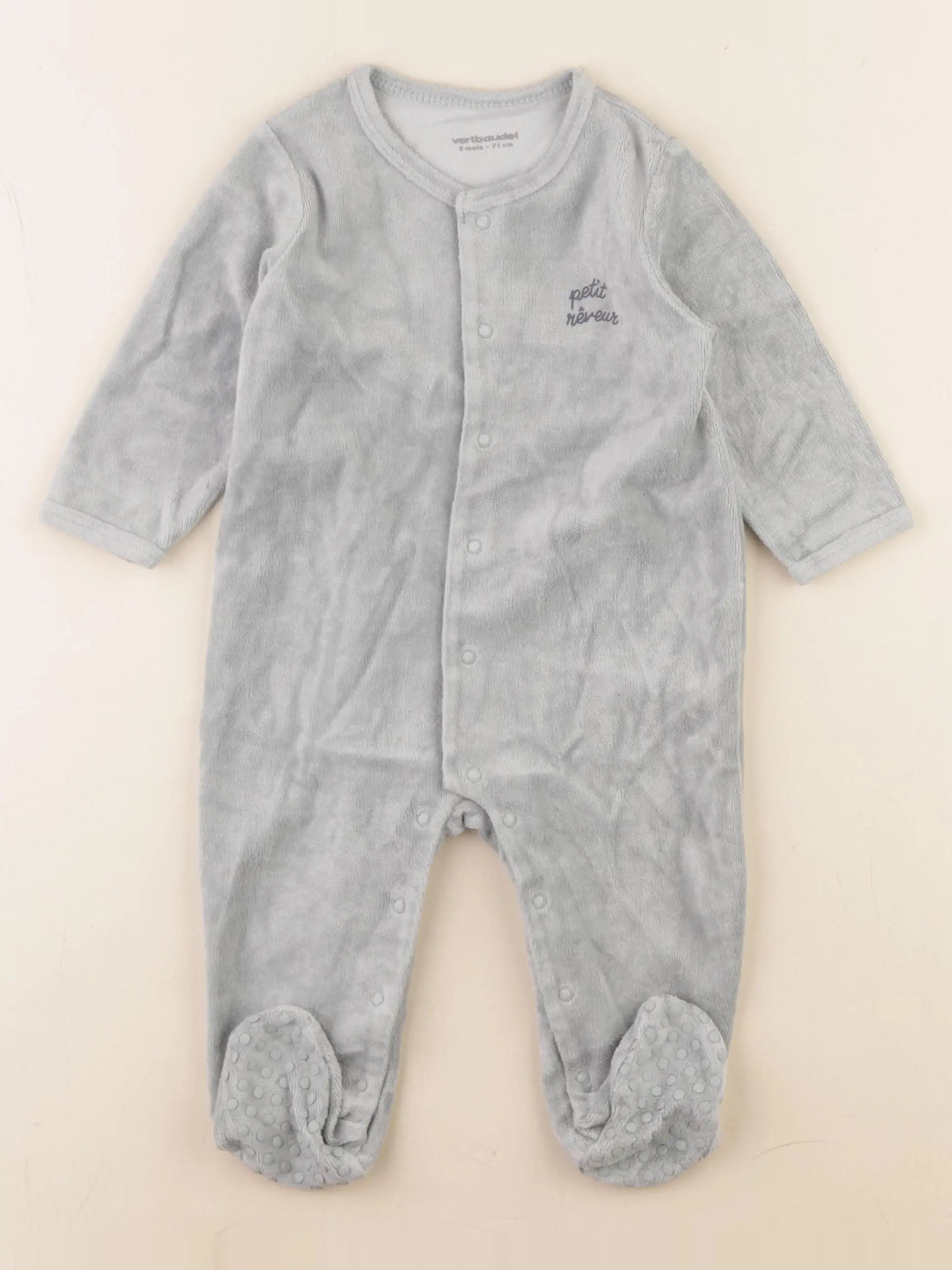 Vertbaudet - pyjama velours vert - 9 mois