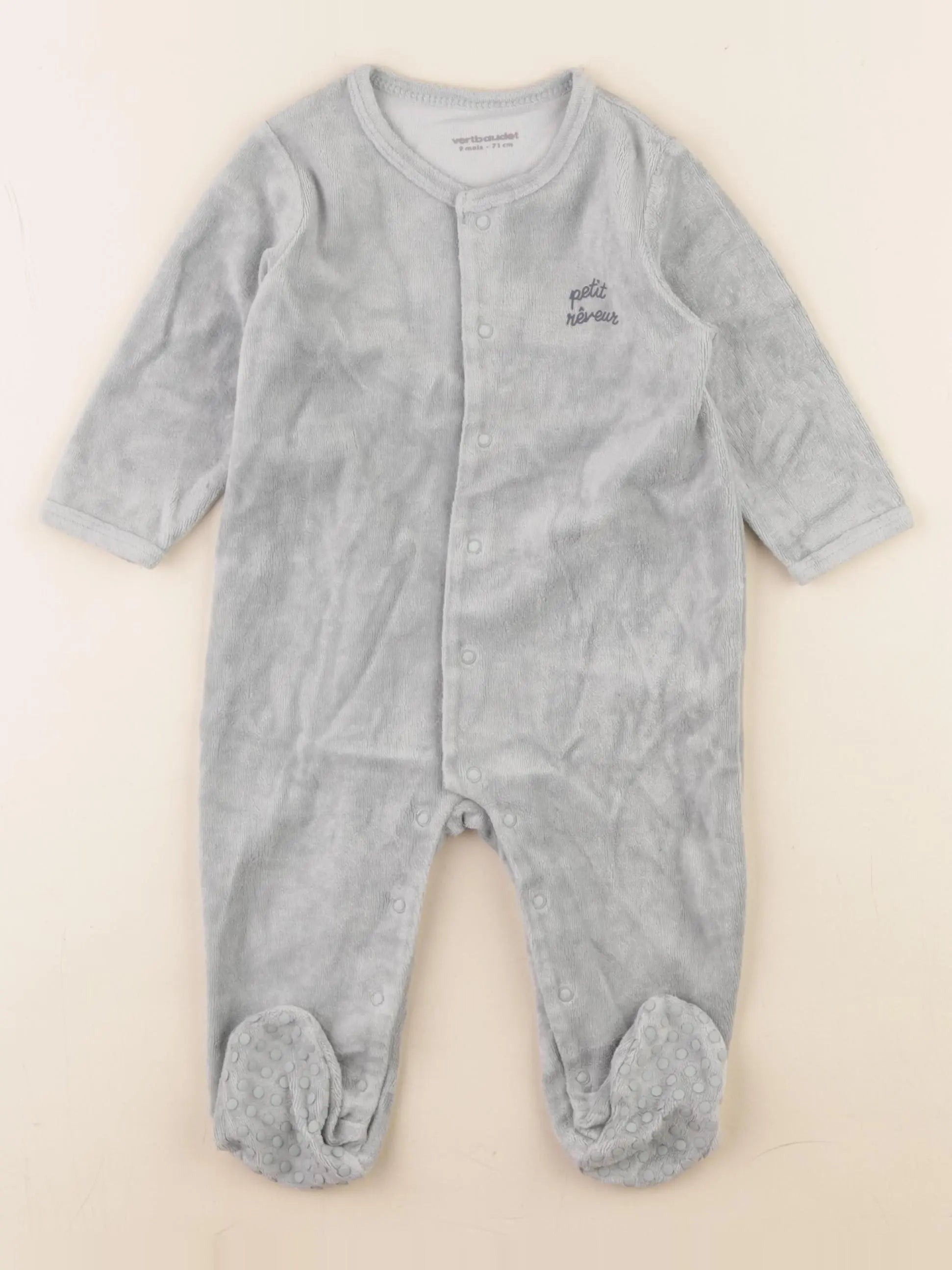 Vertbaudet - pyjama velours vert - 9 mois