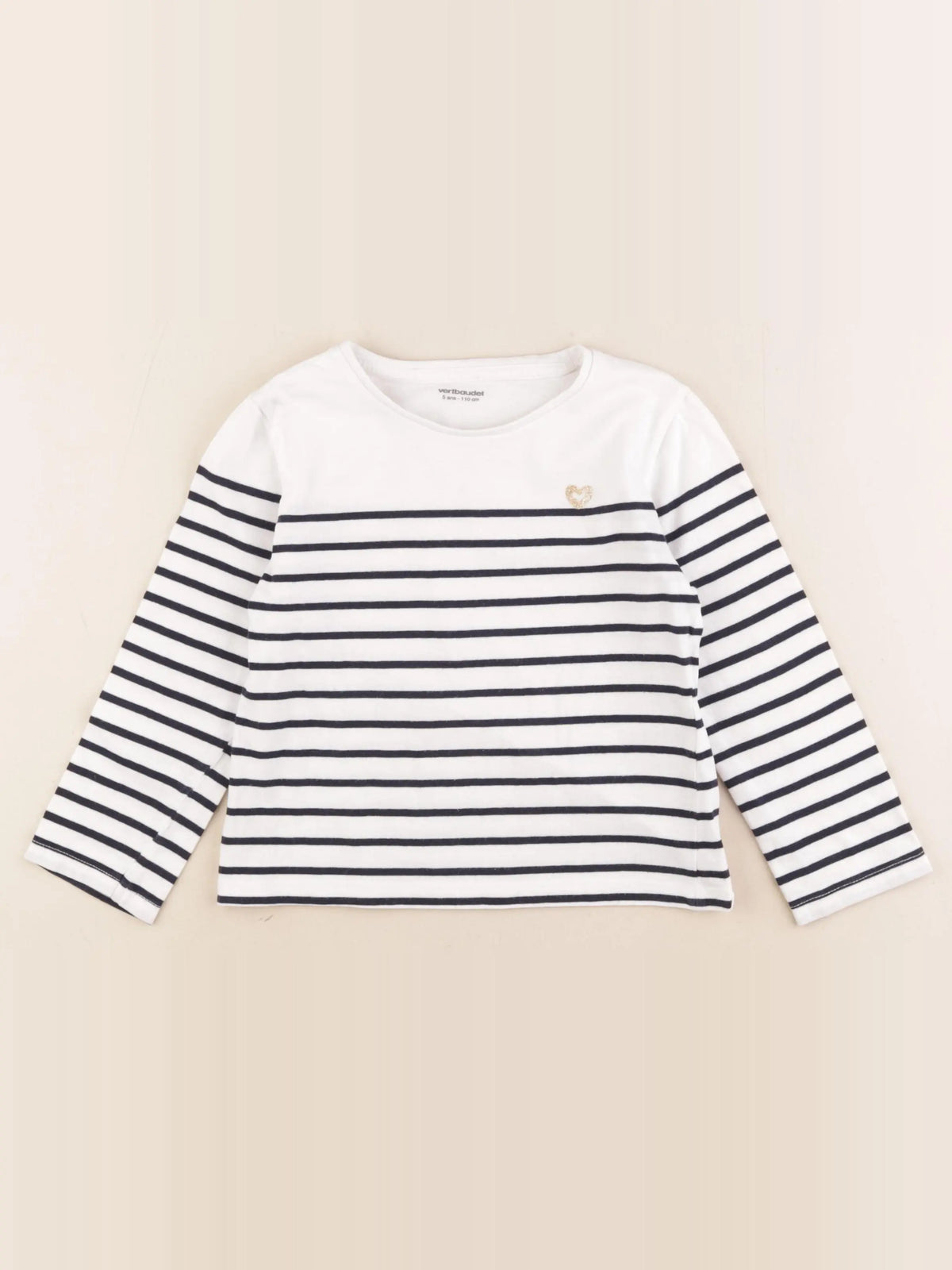 Vertbaudet - tee-shirt blanc, bleu - 5 ans