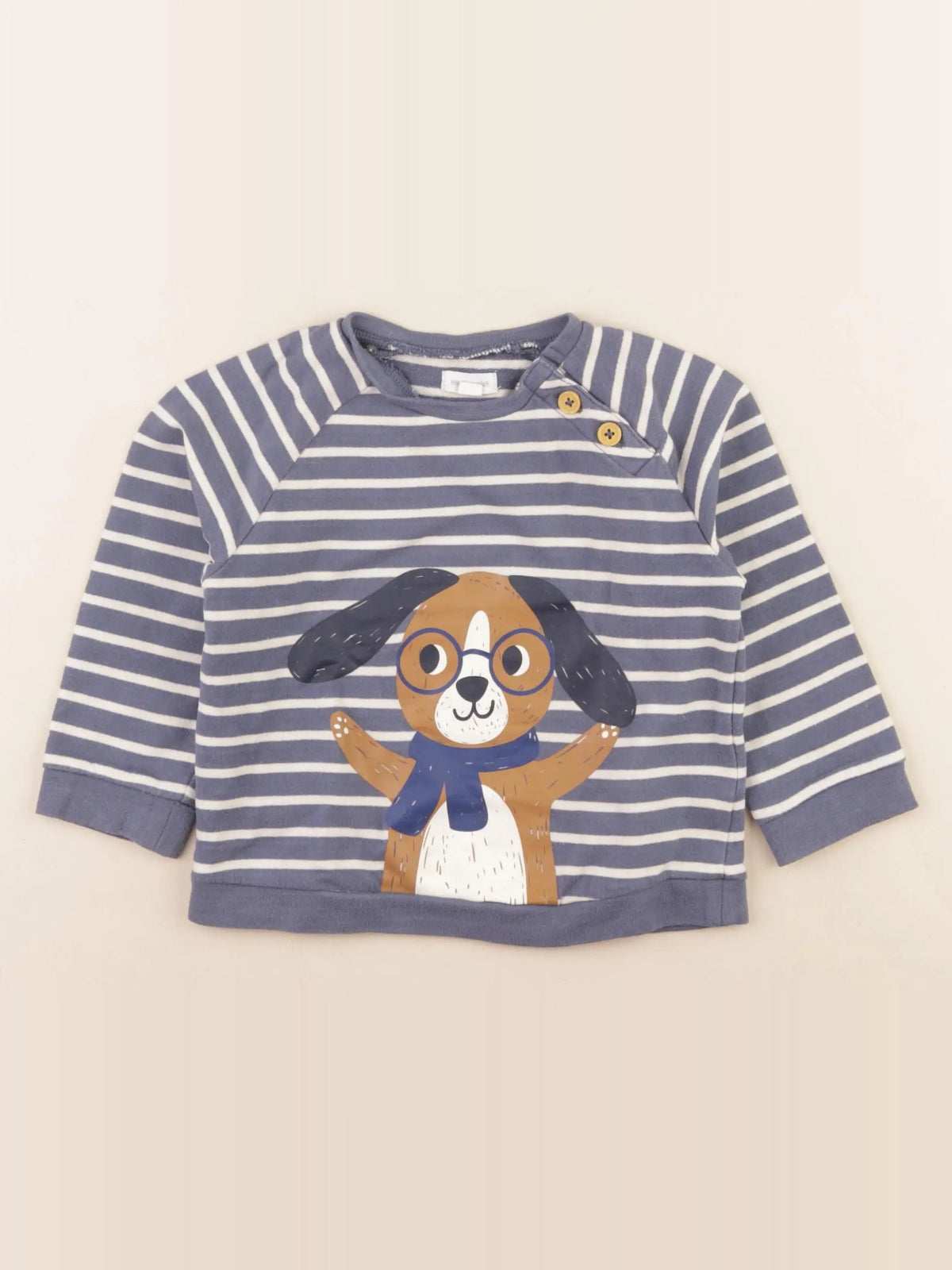 Vertbaudet - sweat bleu, blanc - 18 mois