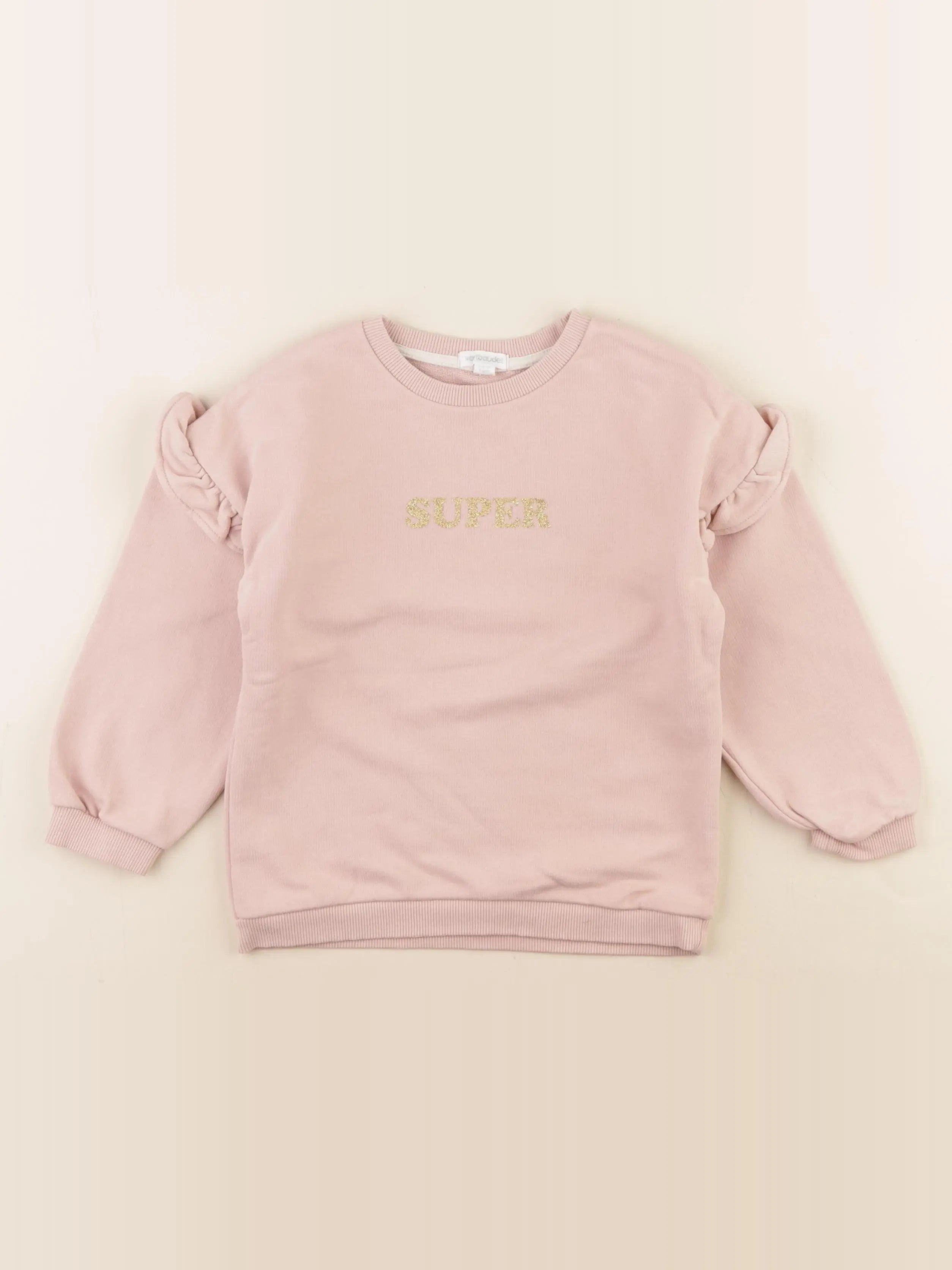 Vertbaudet - sweat rose, or - 6 ans