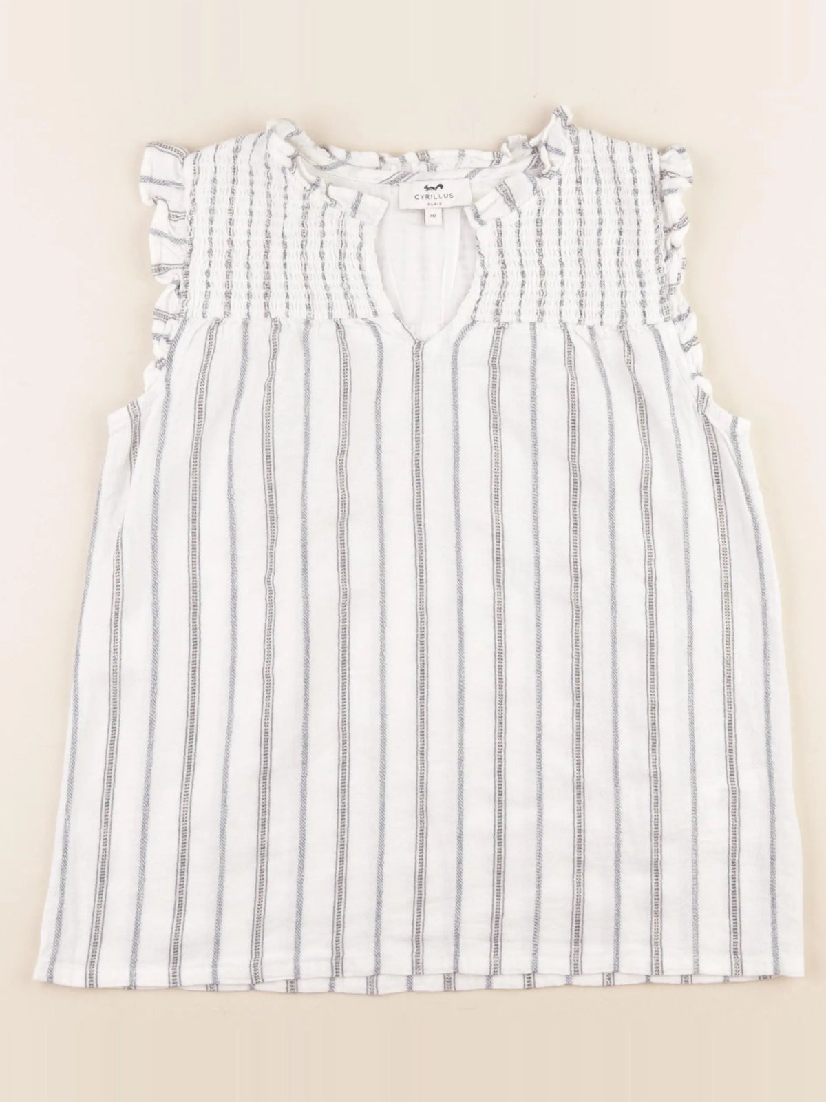 Cyrillus - blouse blanc, or, bleu - 10 ans