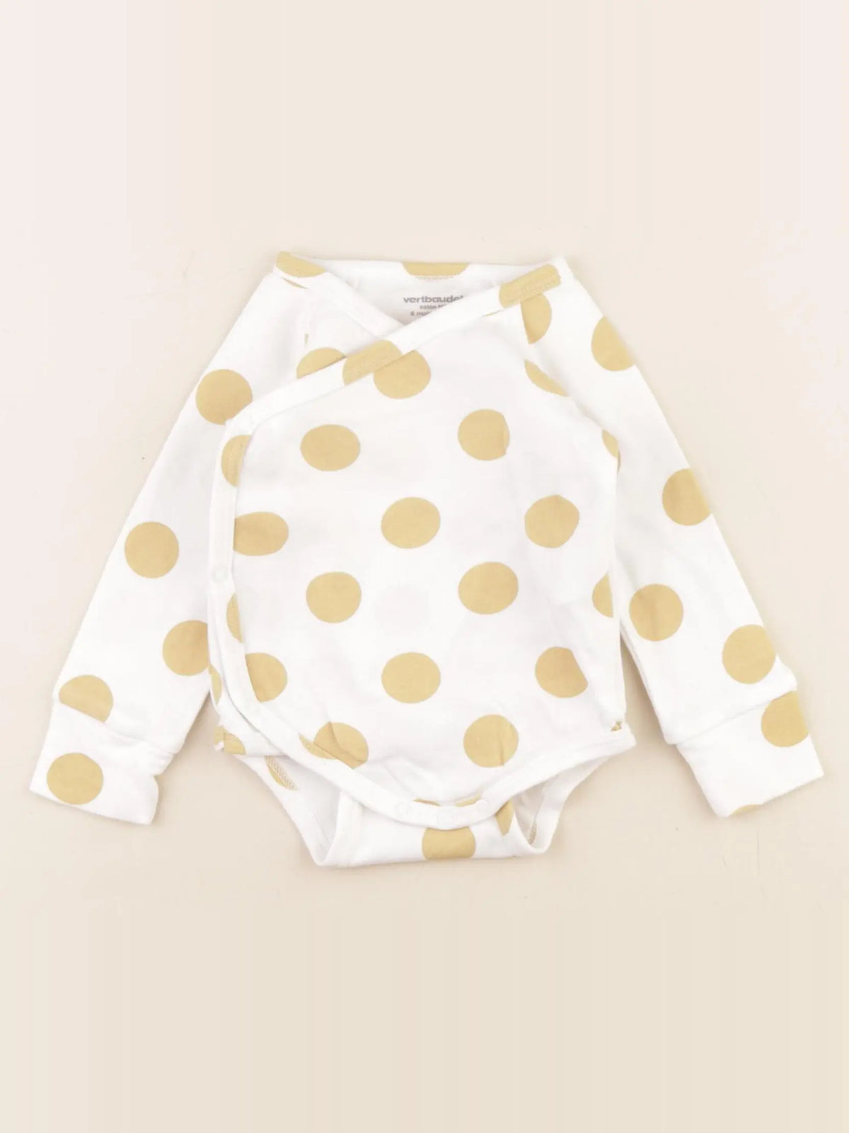 Vertbaudet - body jaune, blanc - 6 mois