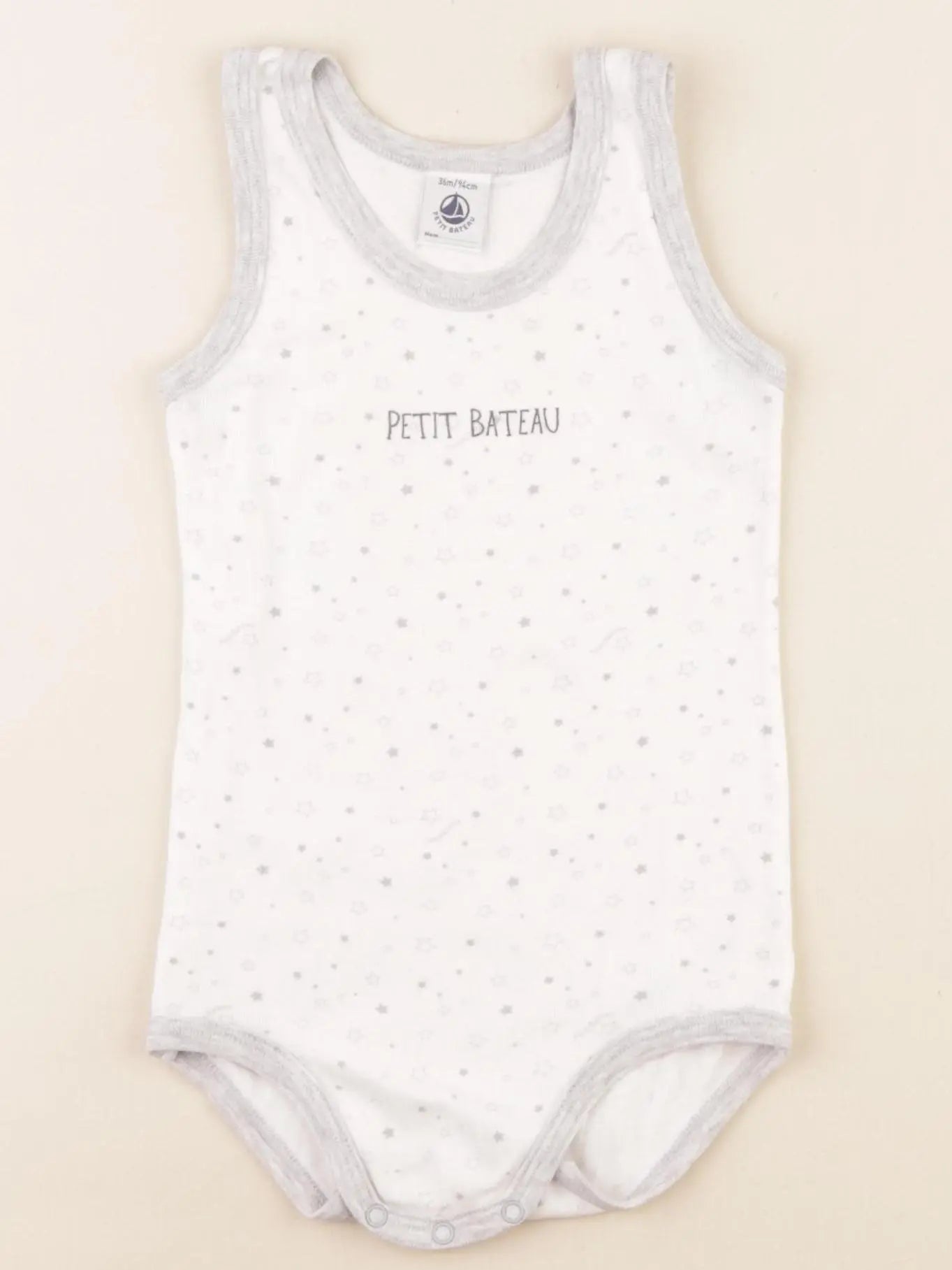 Petit Bateau - body blanc, gris - 36 mois