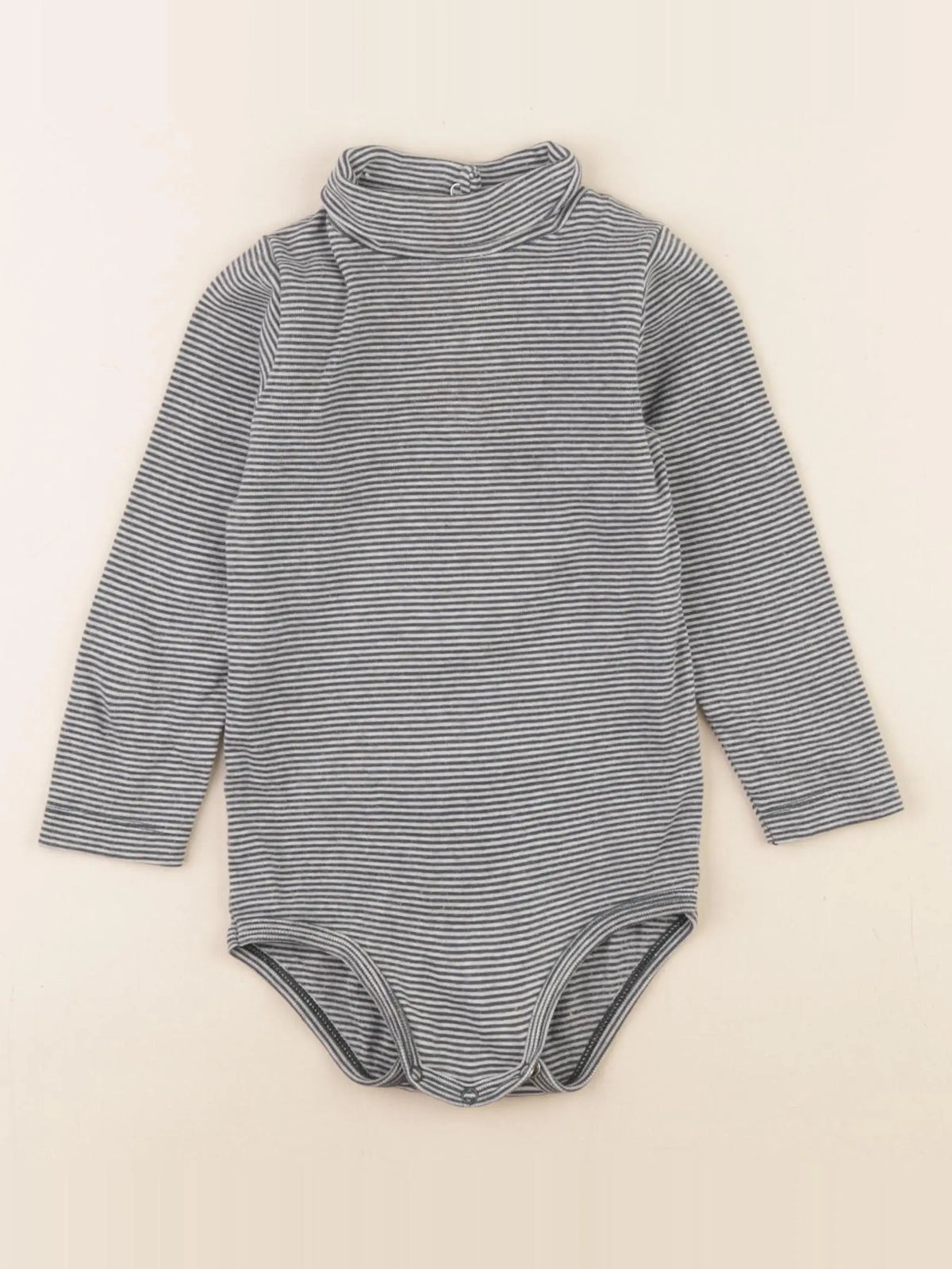 Petit Bateau - body à col bleu, gris - 24 mois