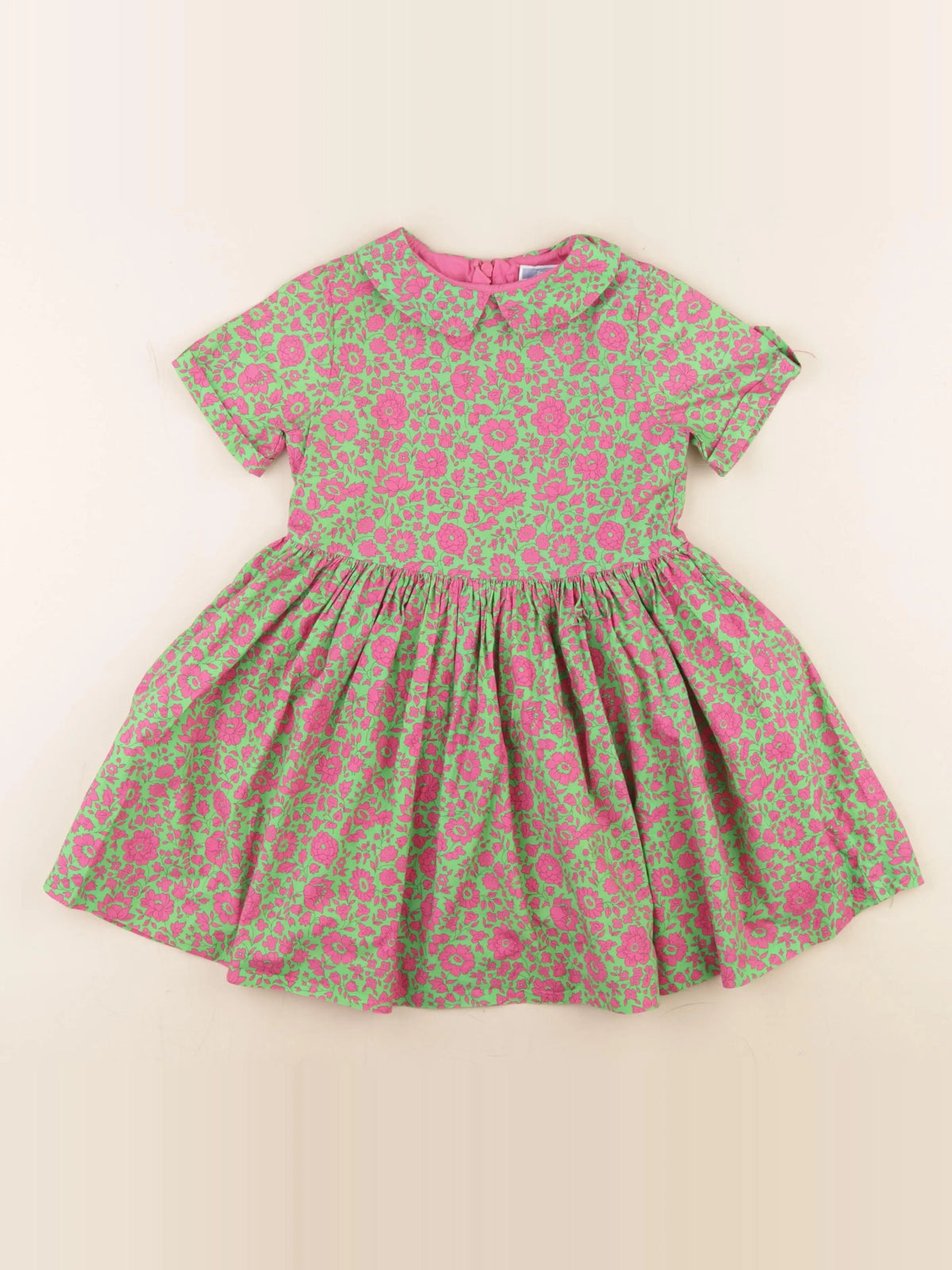 Jacadi - robe liberty vert, rose - 5 ans