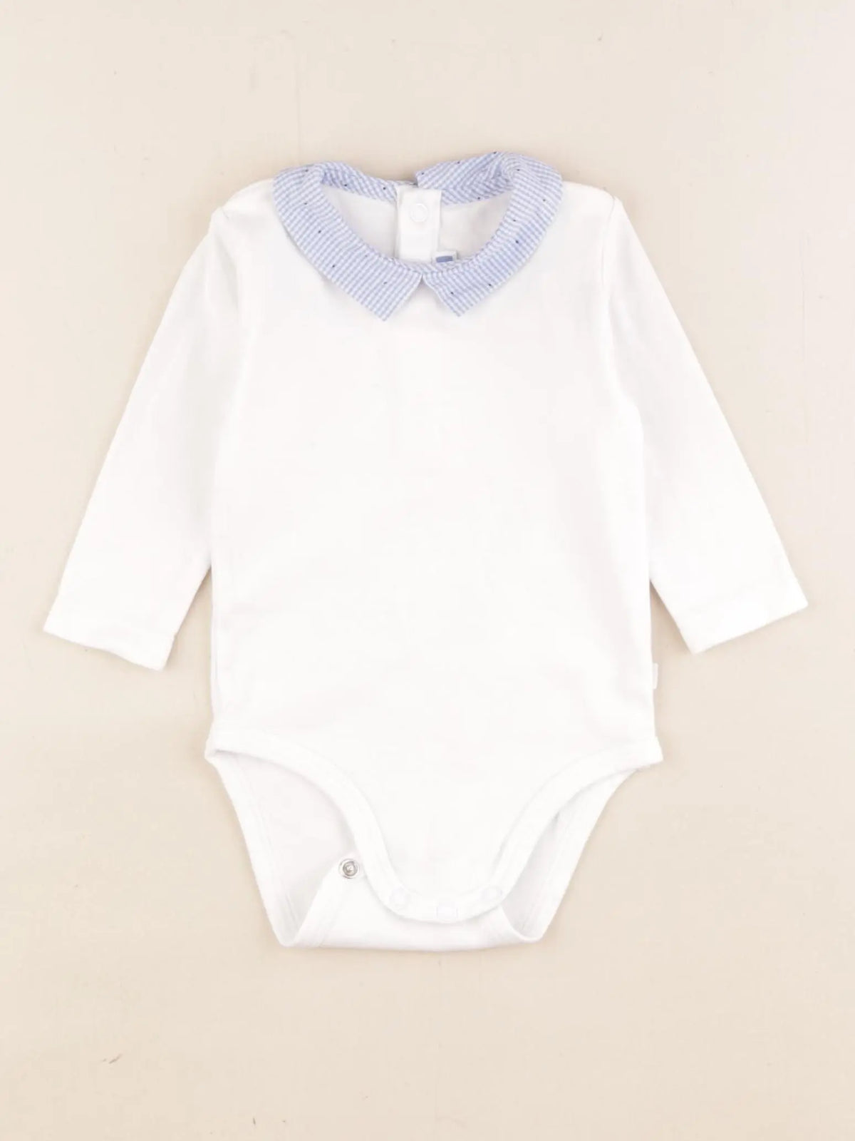 Jacadi - body à col blanc, bleu - 6 mois