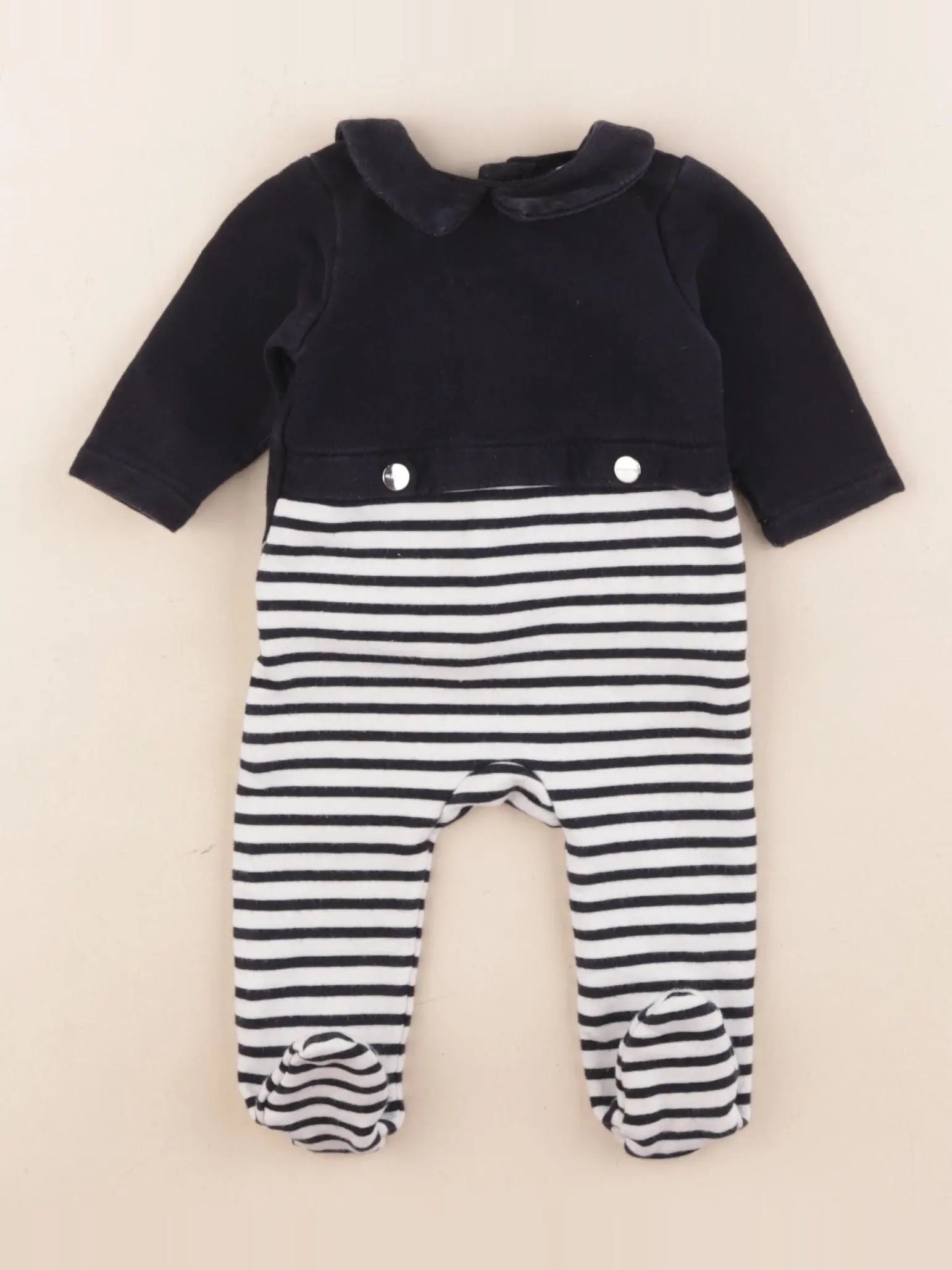 Jacadi - pyjama coton bleu, blanc - 1 mois