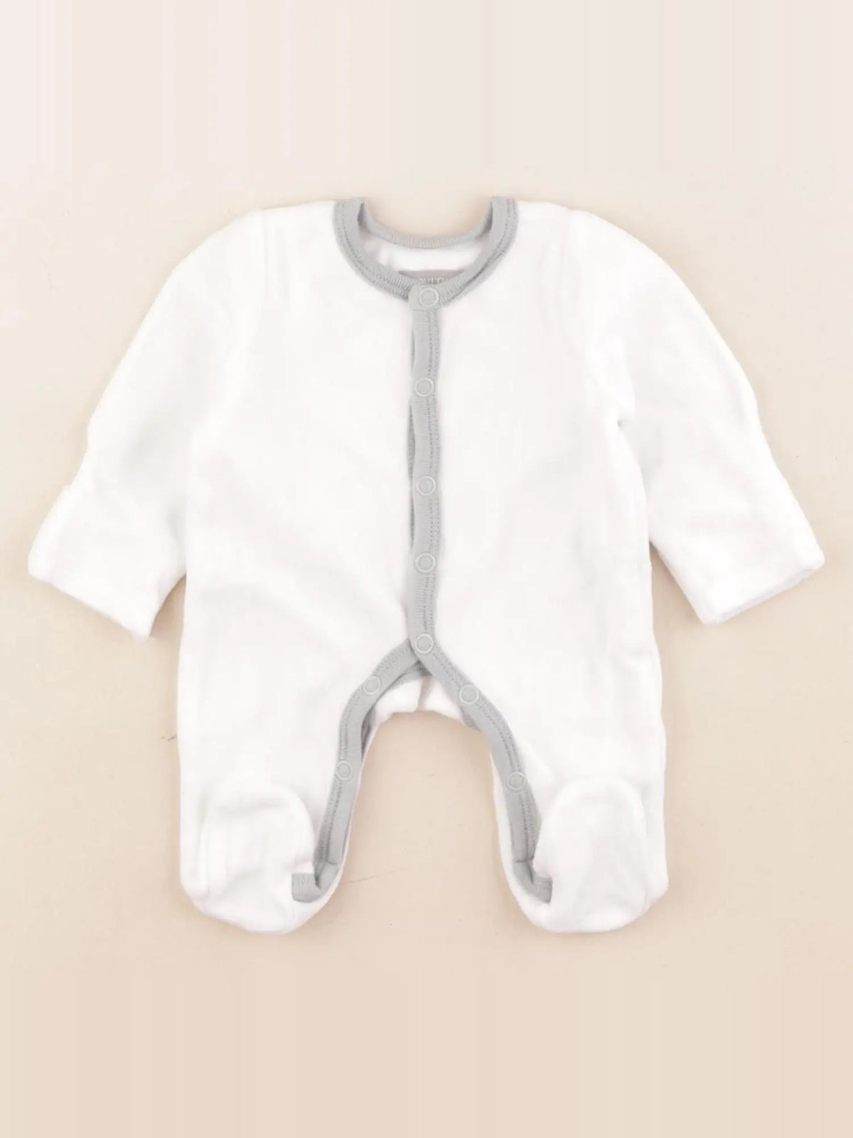 Boutchou - pyjama velours blanc, vert - 0 mois