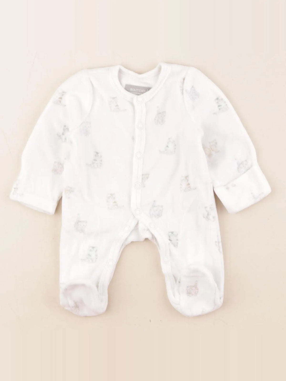 Boutchou - pyjama velours blanc - 0 mois