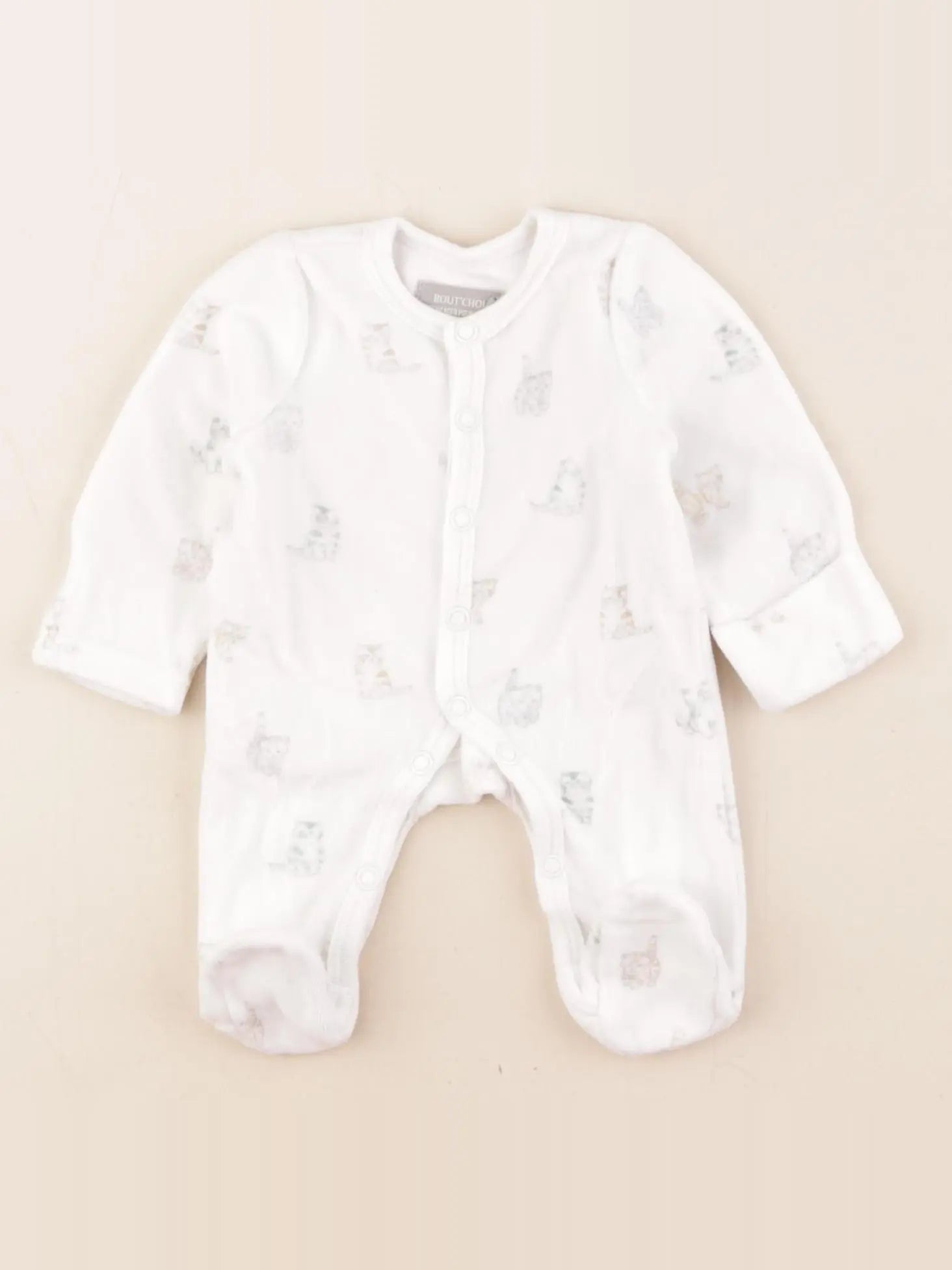 Boutchou - pyjama velours blanc - 0 mois