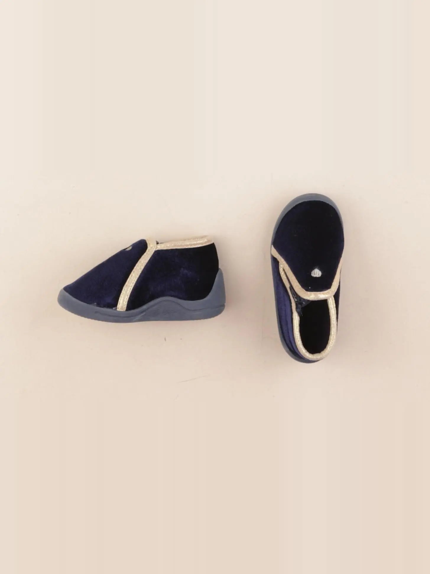Vertbaudet - chaussons bleu, or - pointure 21