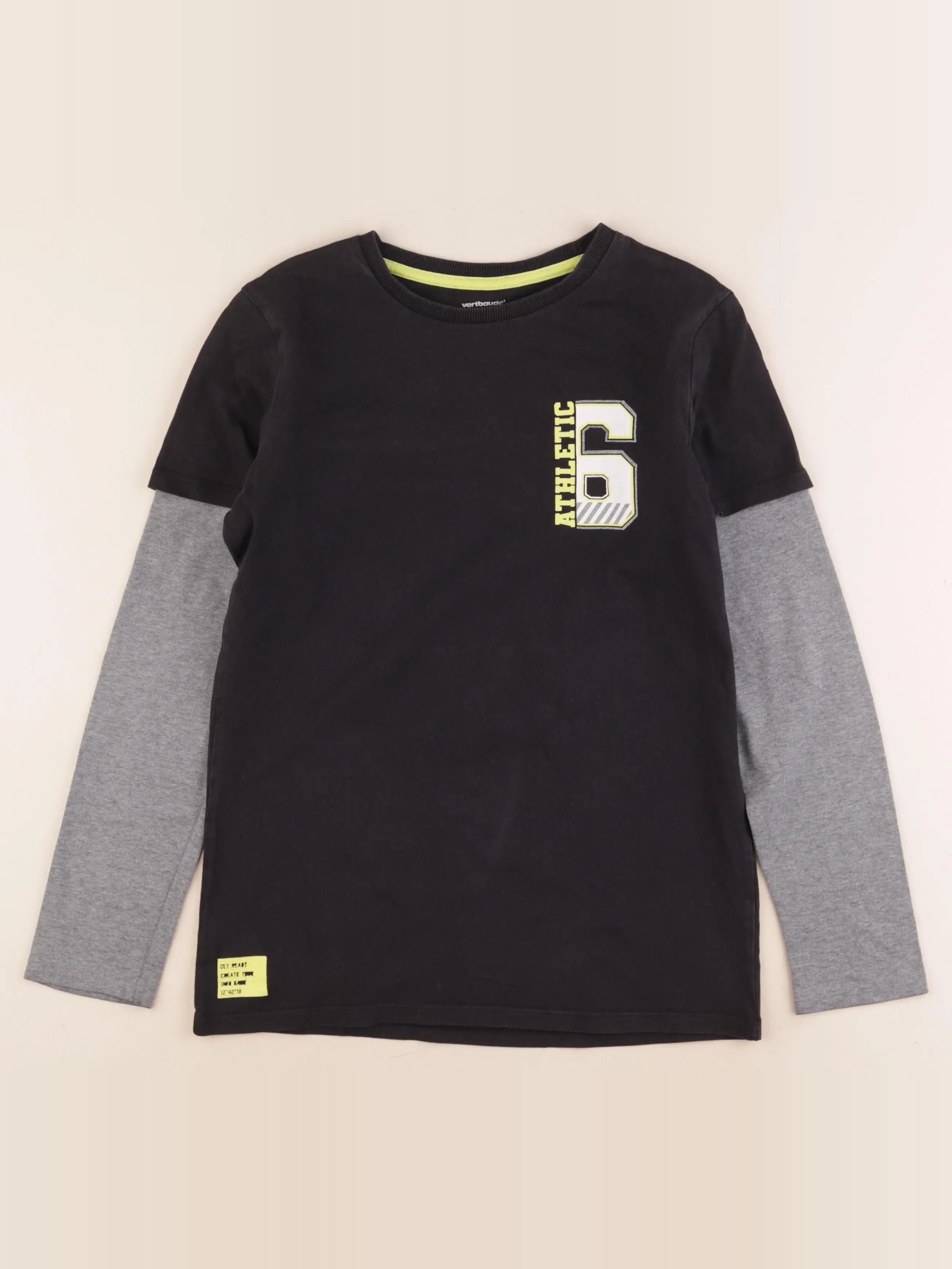 Vertbaudet - tee-shirt imprimé au dos gris, noir - 12 ans