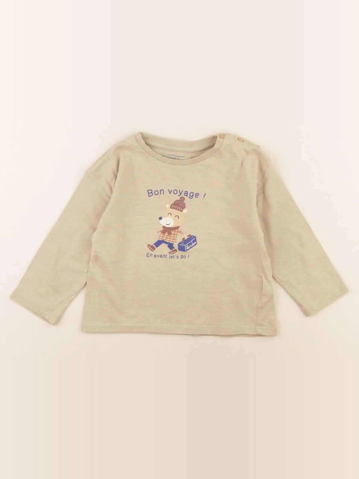 Vertbaudet - tee-shirt beige - 2 ans