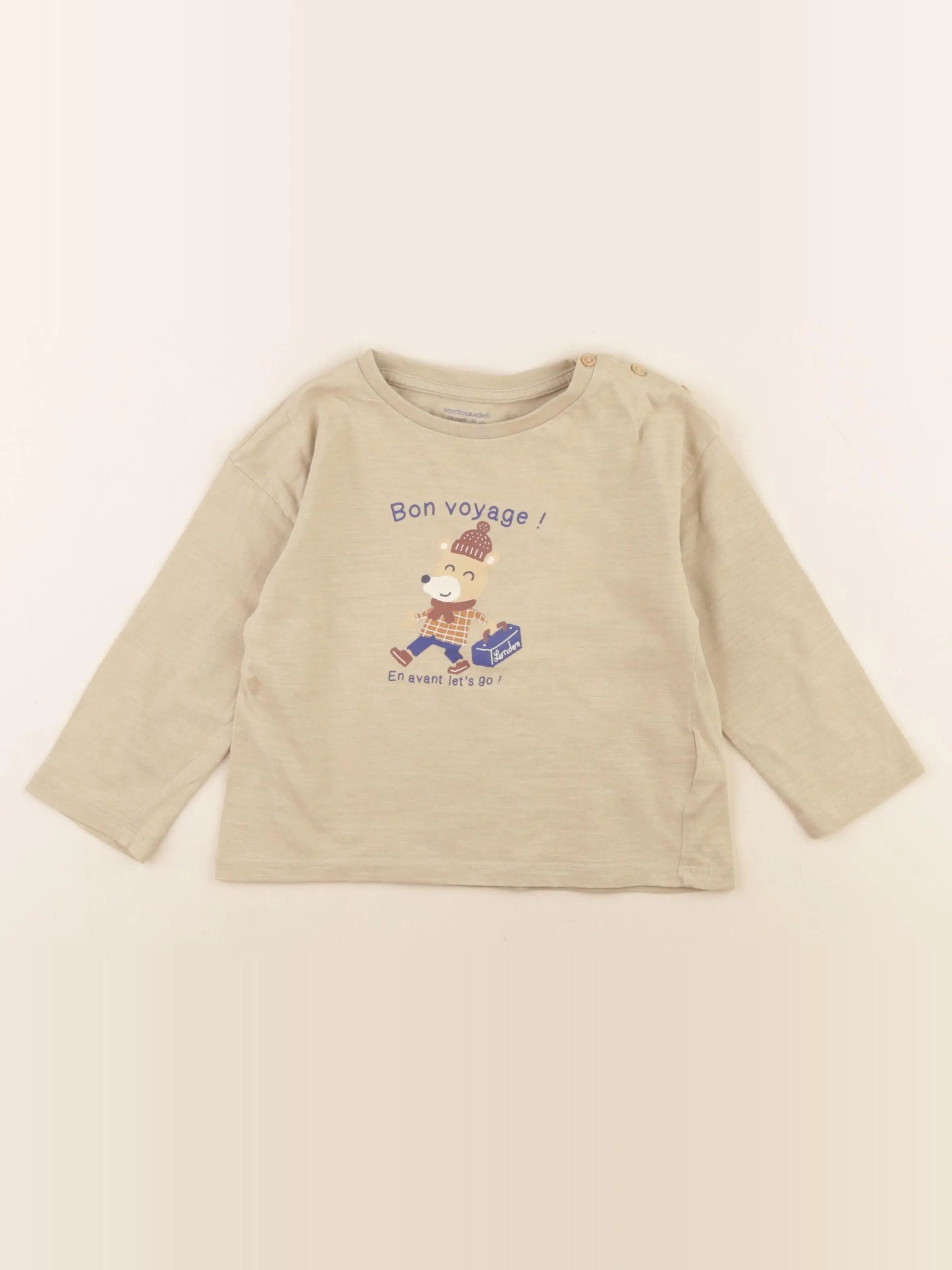 Vertbaudet - tee-shirt beige - 2 ans