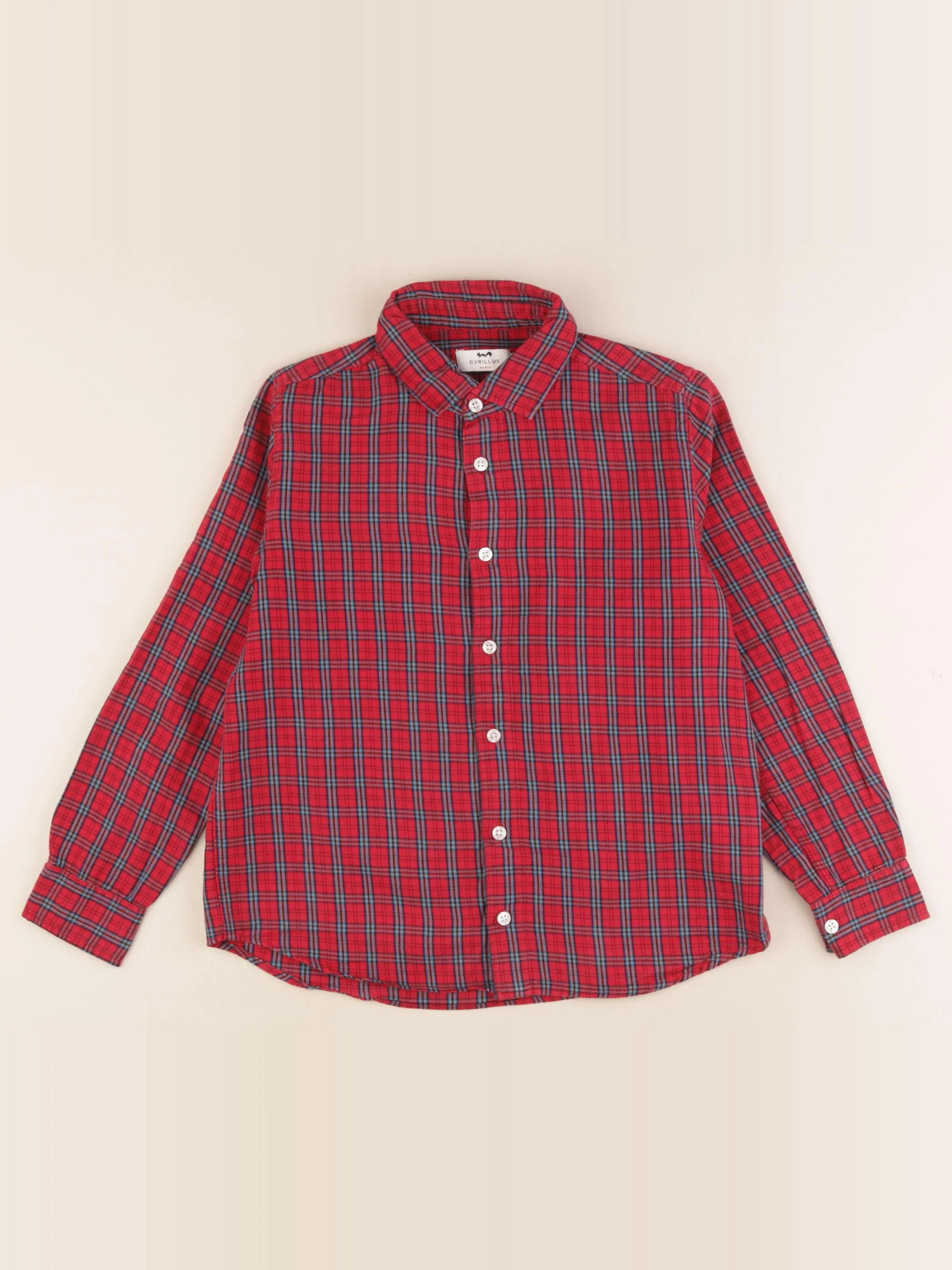 Cyrillus - chemise rouge, bleu - 10 ans