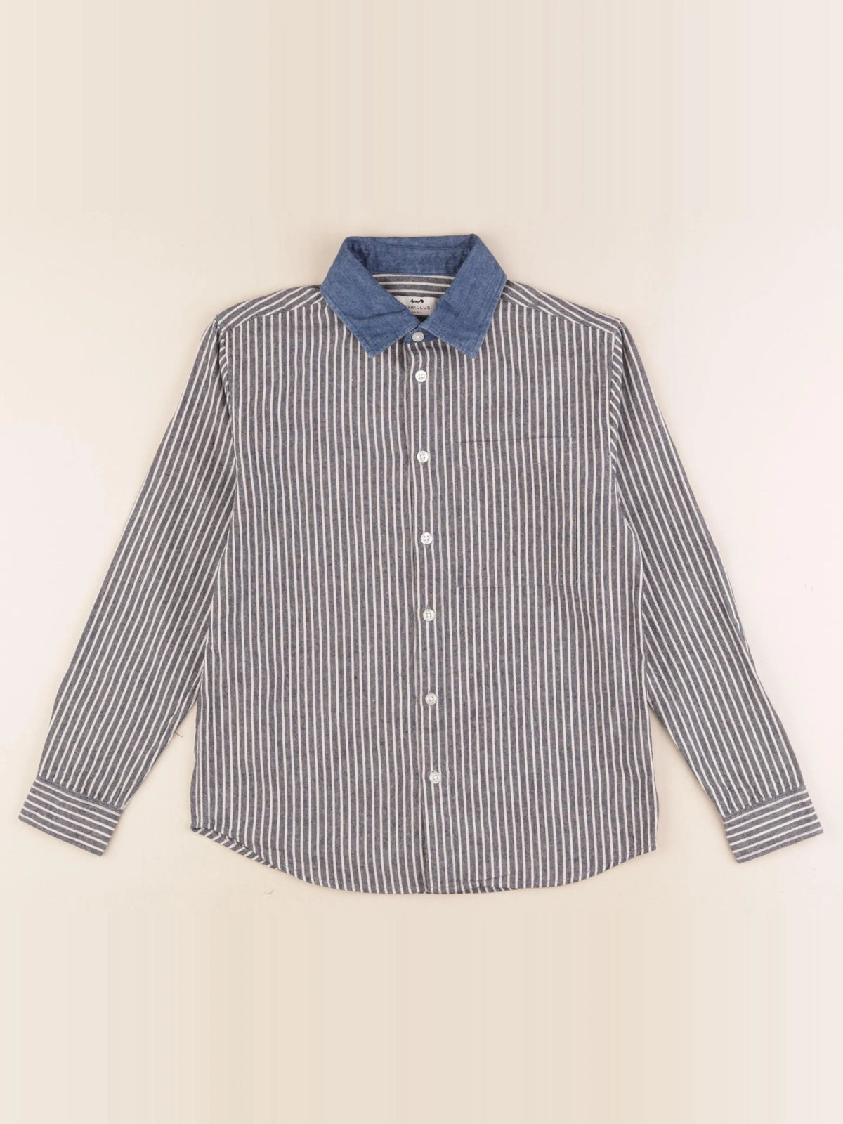 Cyrillus - chemise bleu, blanc - 10 ans