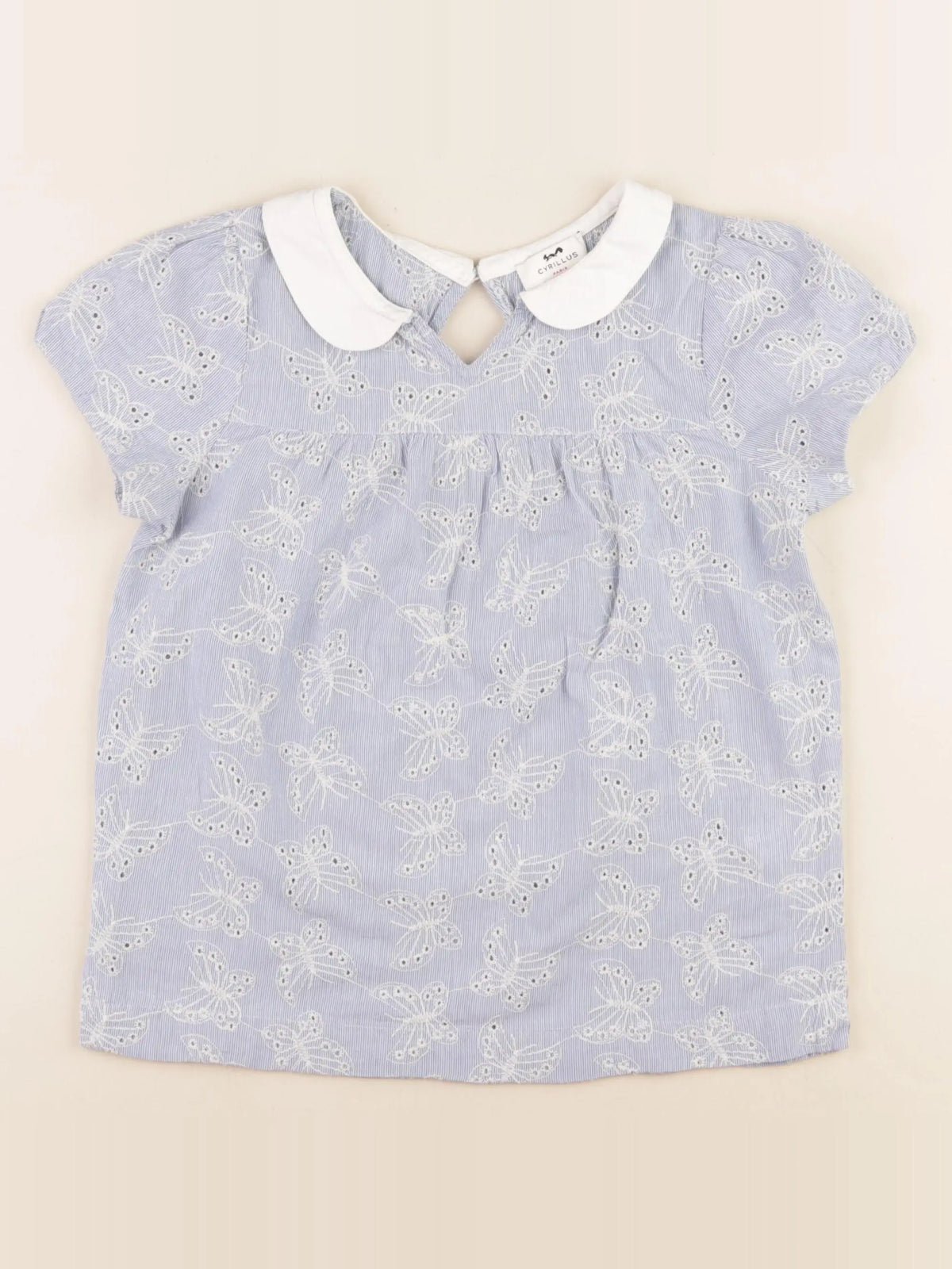 Cyrillus - blouse bleu, blanc - 10 ans