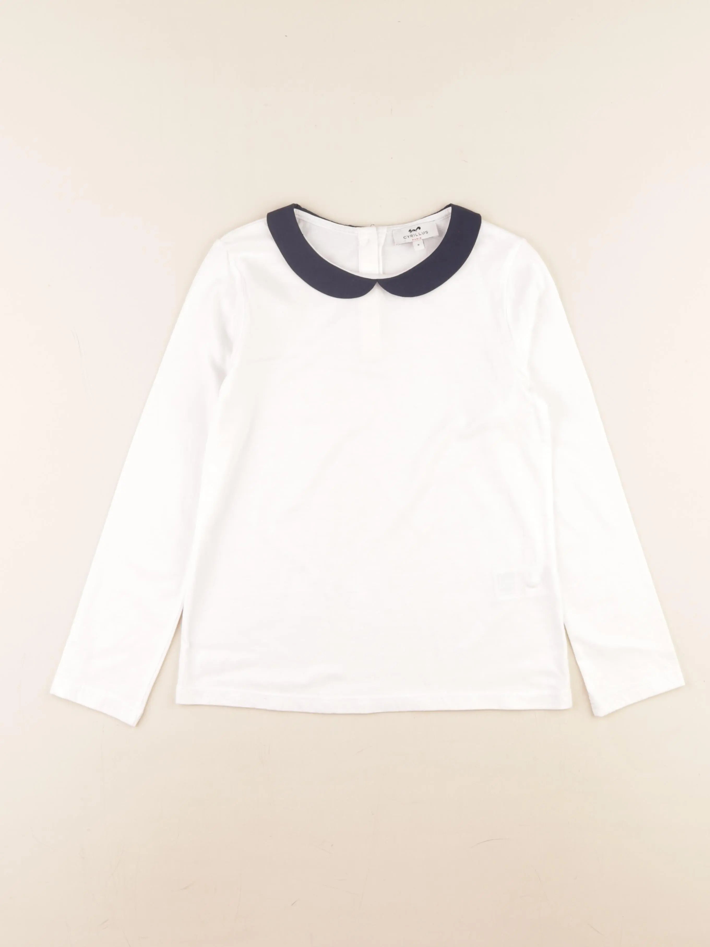 Cyrillus - tee-shirt blanc, bleu - 8 ans