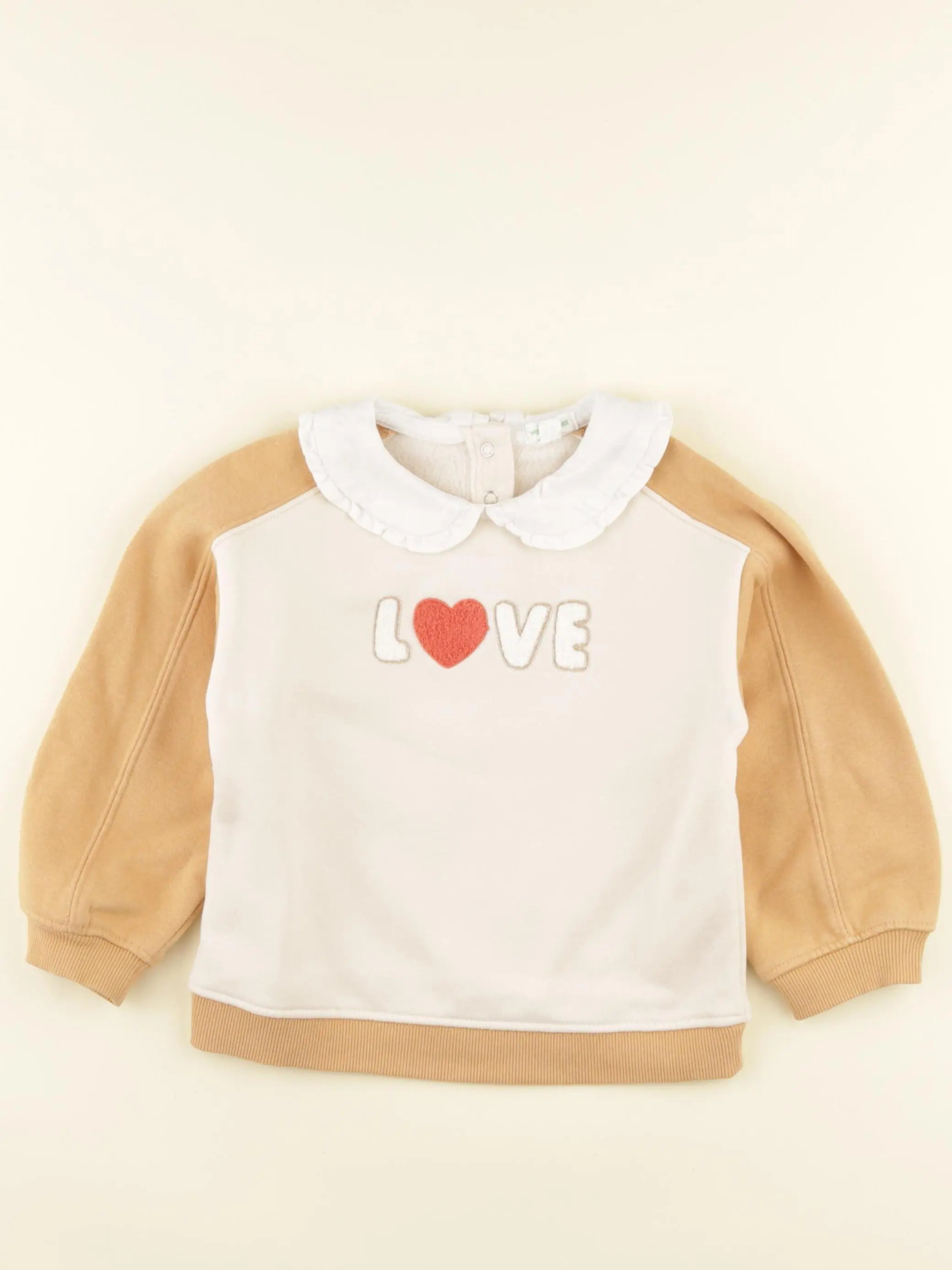 Vertbaudet - sweat beige, marron - 3 ans