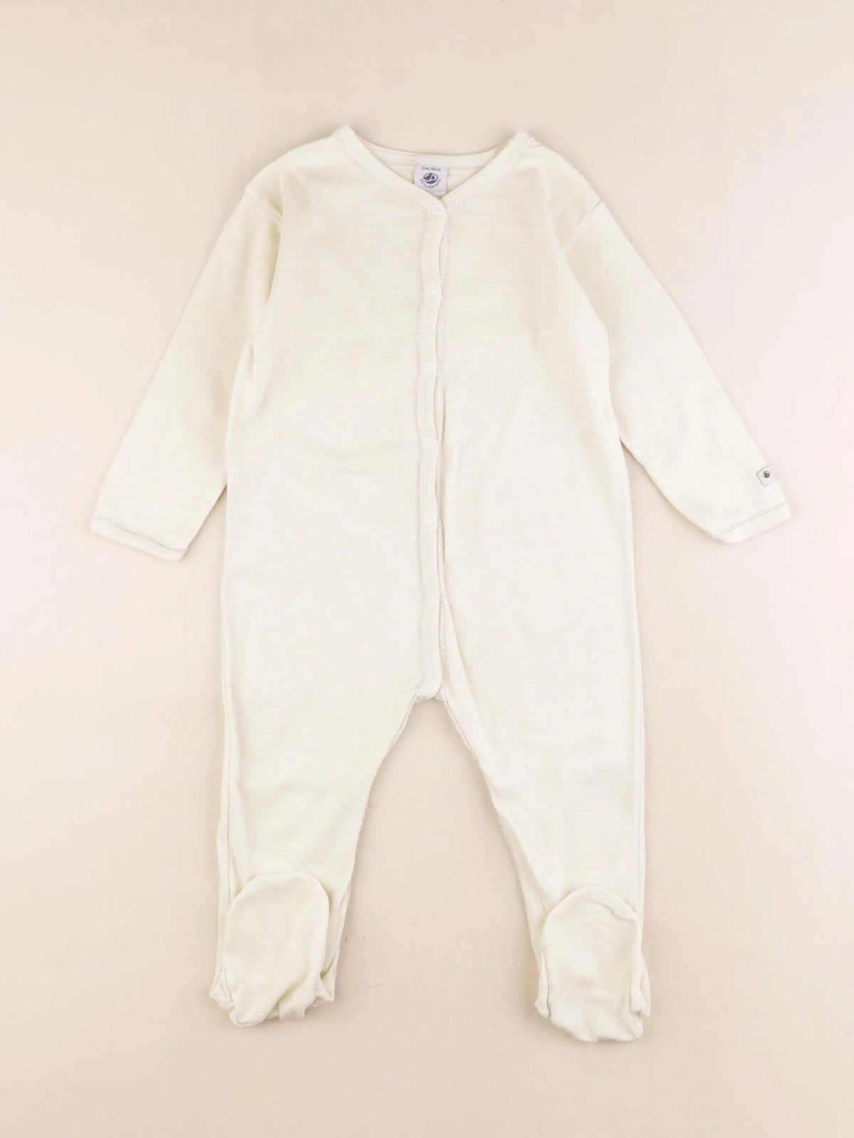 Petit Bateau - pyjama coton blanc, jaune - 2 ans