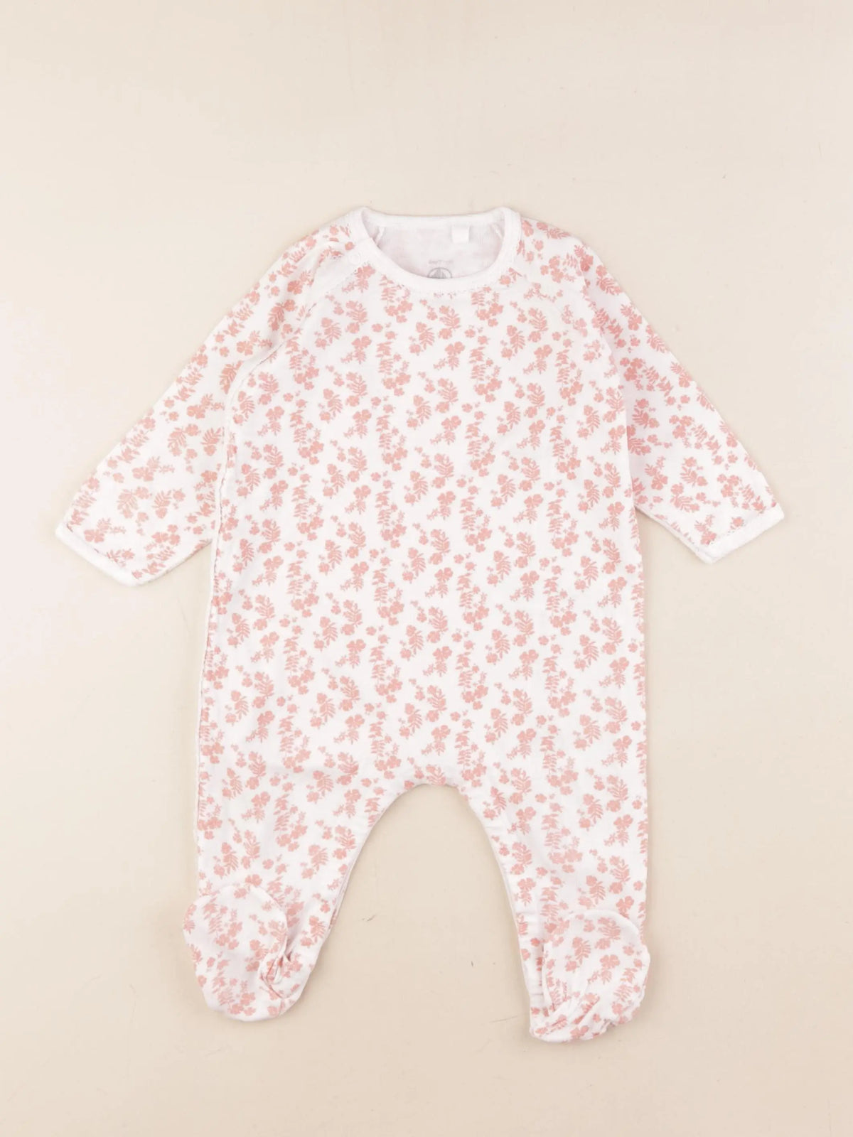 Petit Bateau - pyjama coton blanc, rose - 6 mois