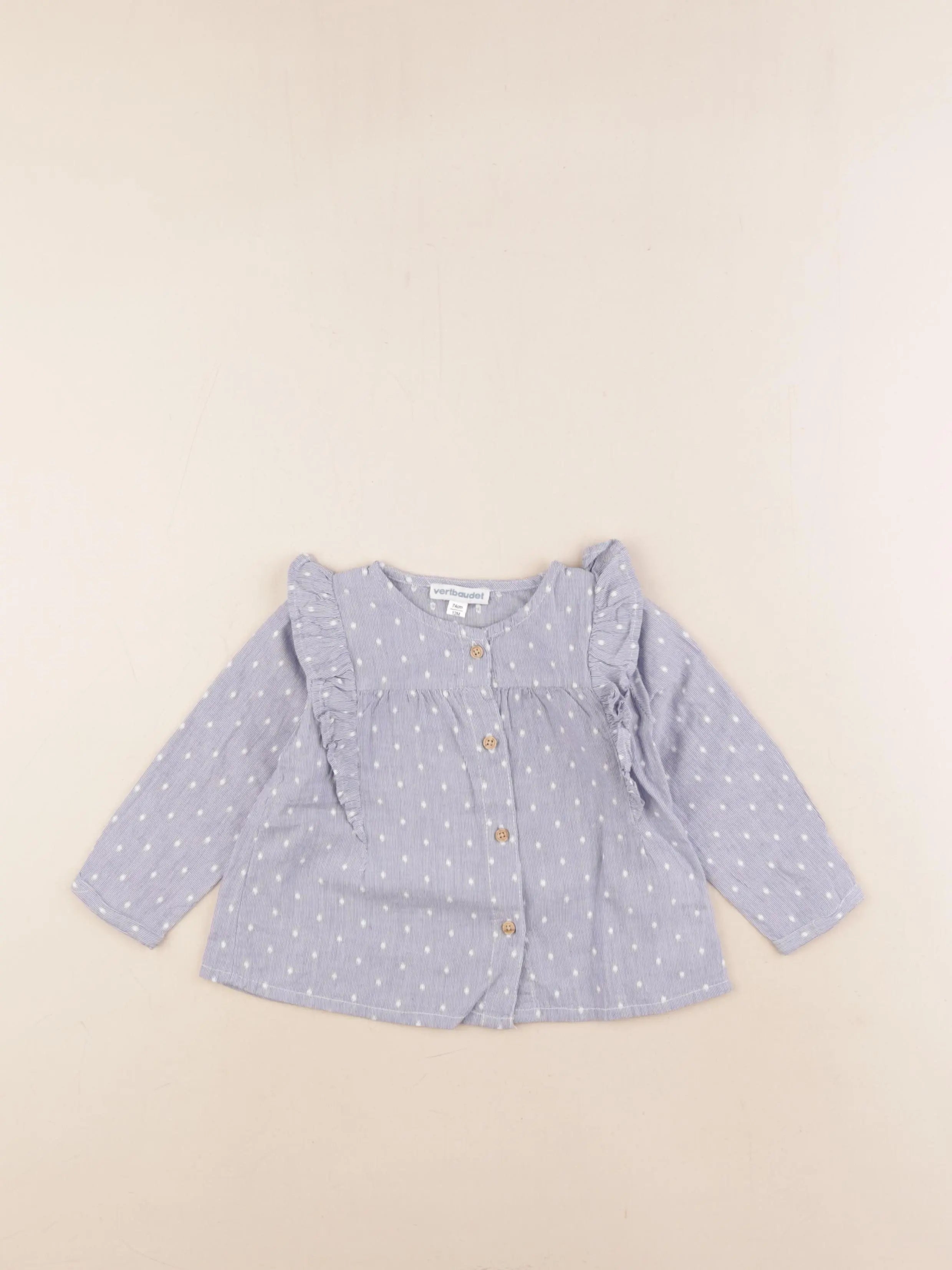 Vertbaudet - blouse blanc, bleu - 12 mois