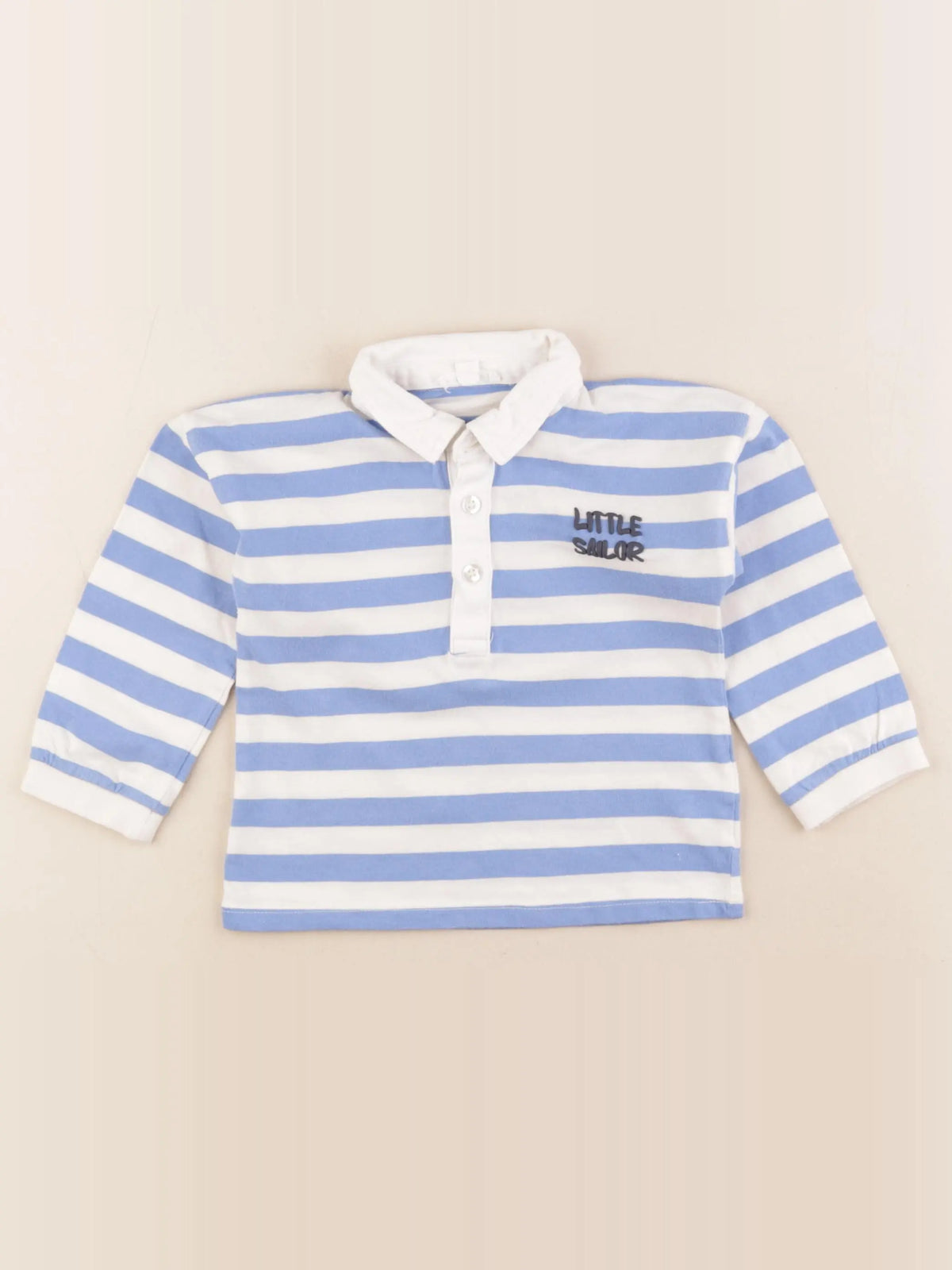 Vertbaudet - polo blanc, bleu - 24 mois