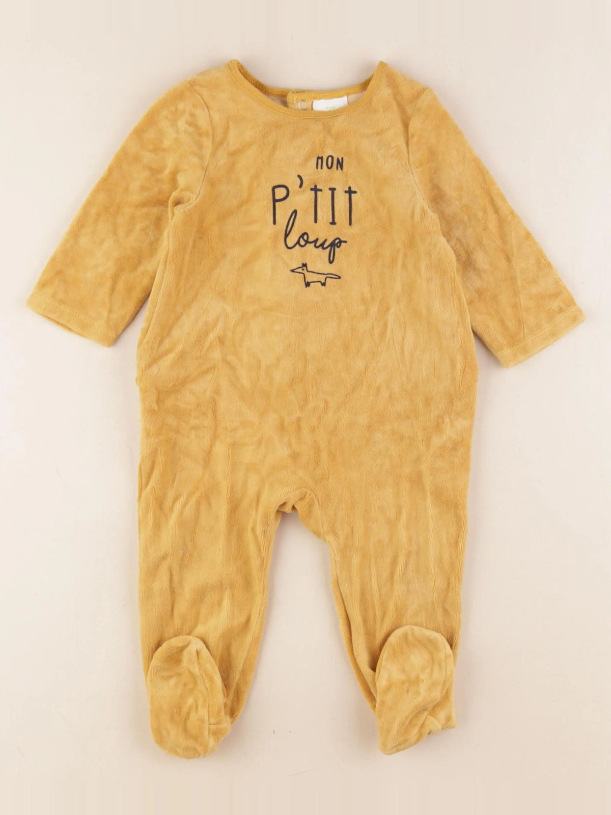 Tape à l'oeil - pyjama velours jaune - 12 mois