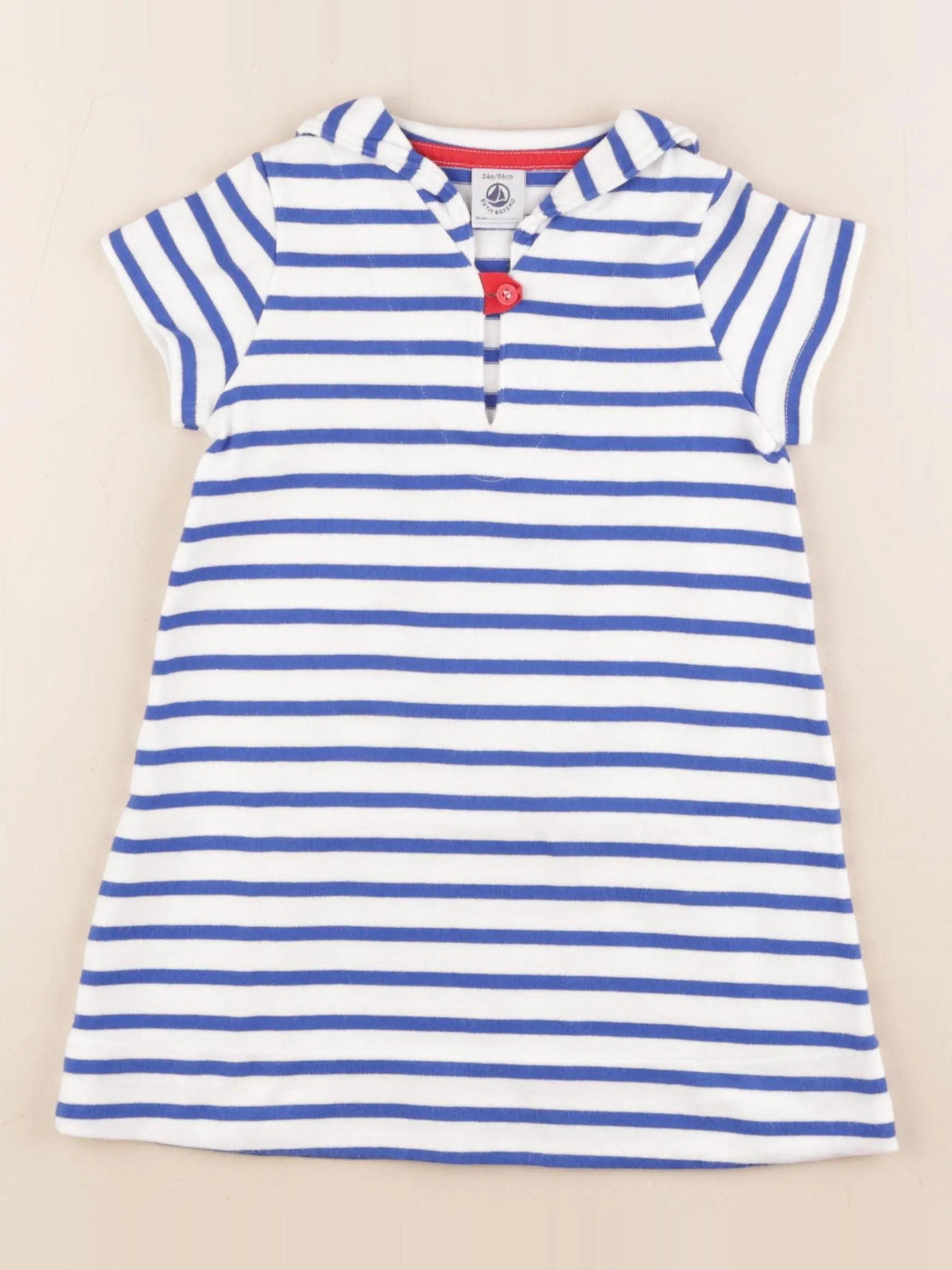 Petit Bateau - robe bleu, blanc - 24 mois