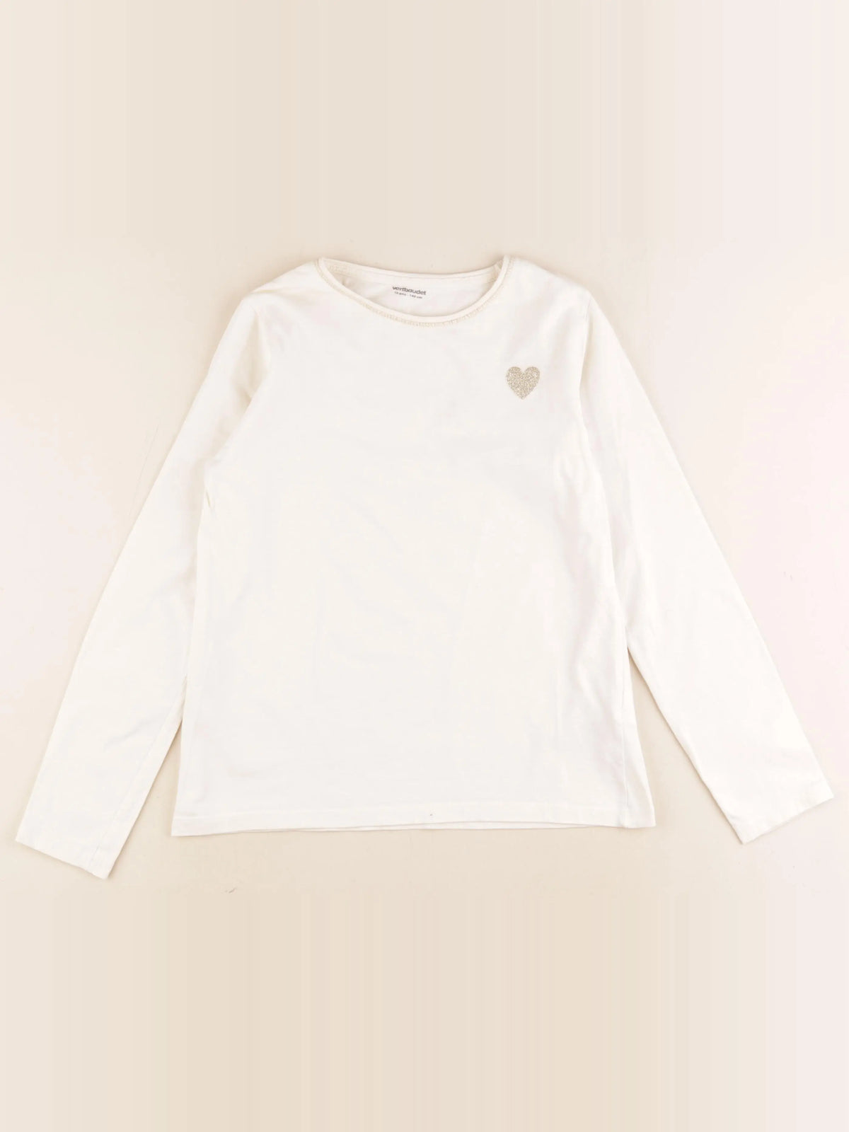 Vertbaudet - tee-shirt beige, or - 10 ans