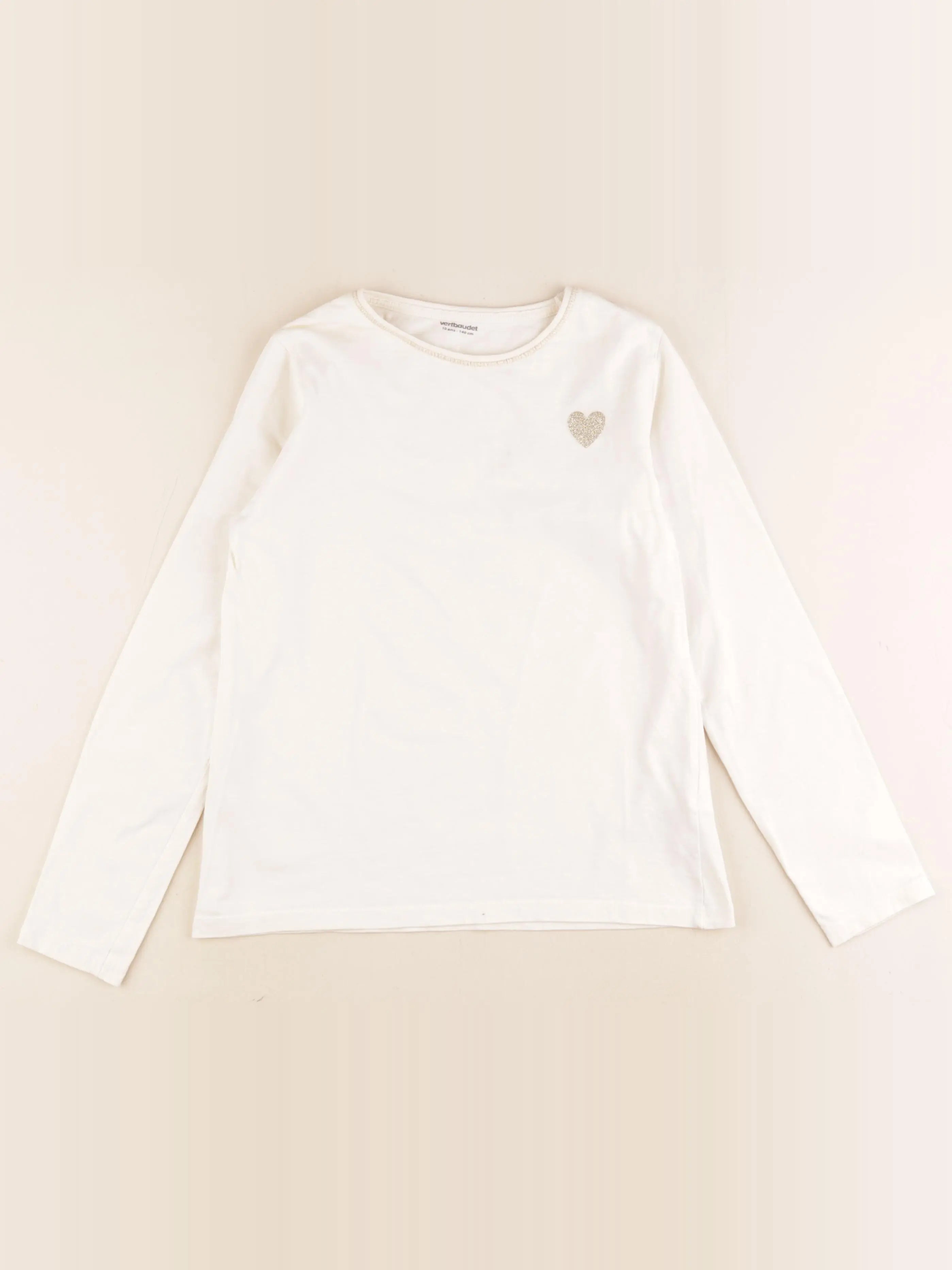 Vertbaudet - tee-shirt beige, or - 10 ans
