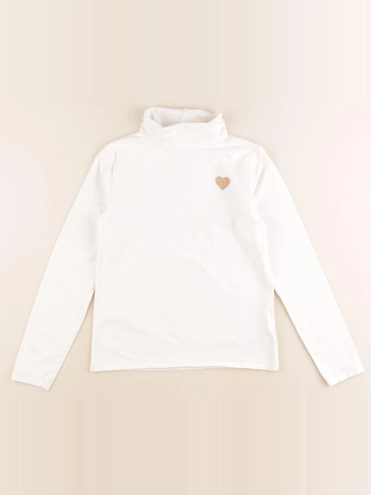 Vertbaudet - sous-pull blanc, or - 10 ans