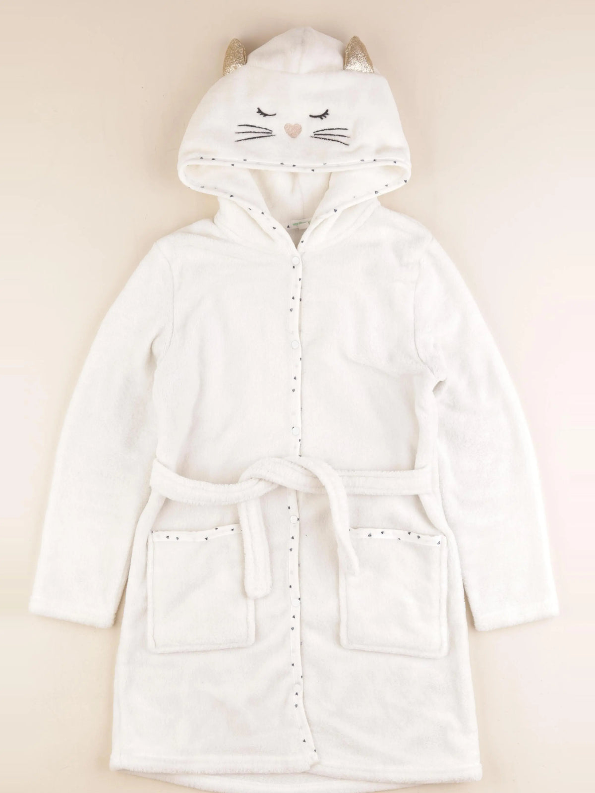 Vertbaudet - robe de chambre blanc, or - 10 ans