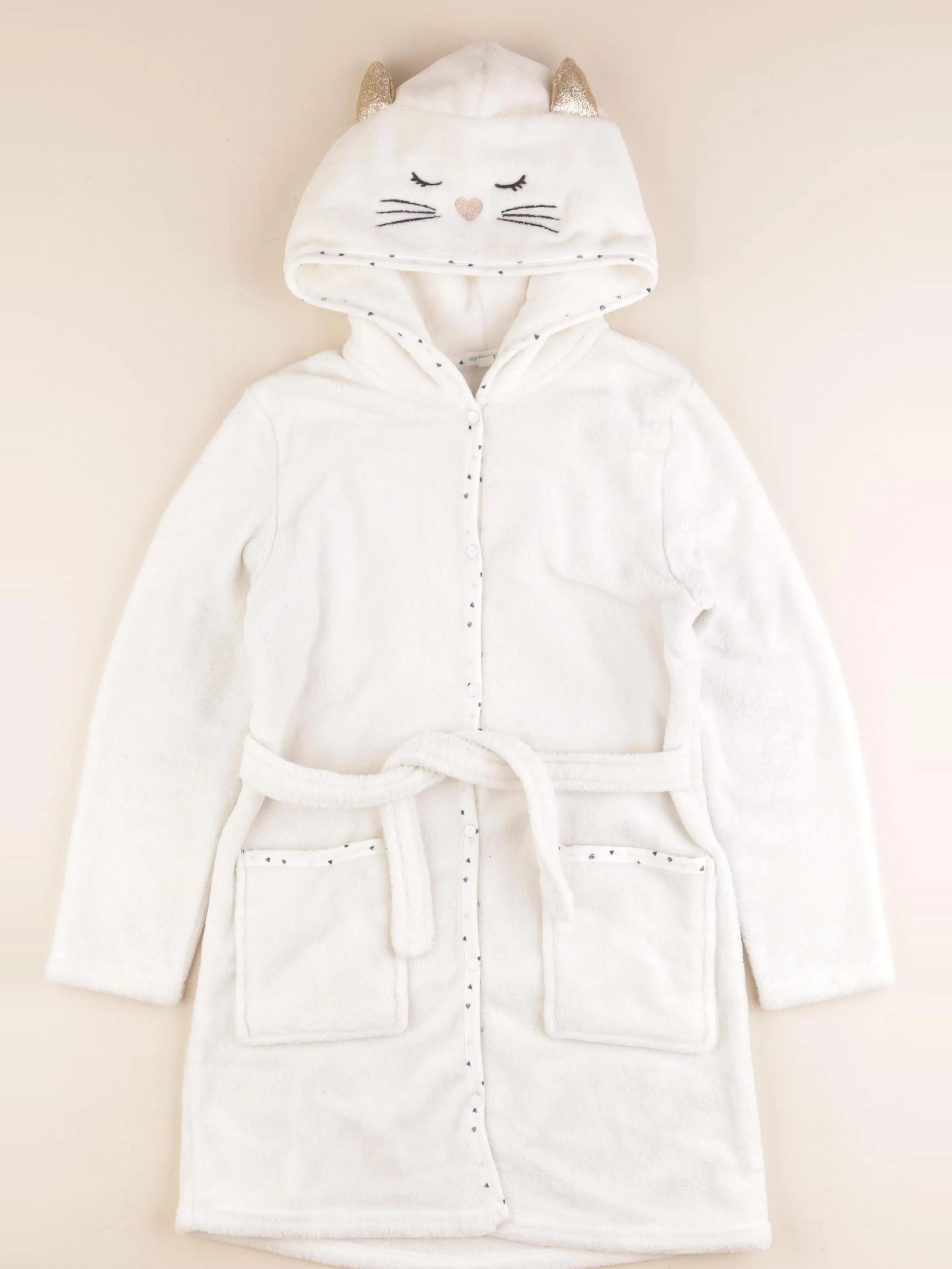 Vertbaudet - robe de chambre blanc, or - 10 ans